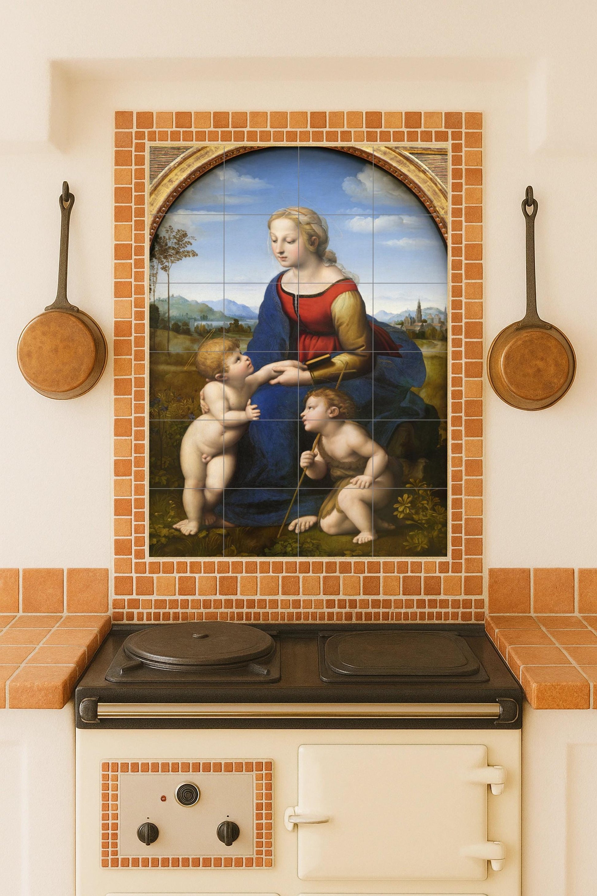 Cerámica von die Madonna von die Prados · Keramik-Wandbild — Volkskunst-Dekor