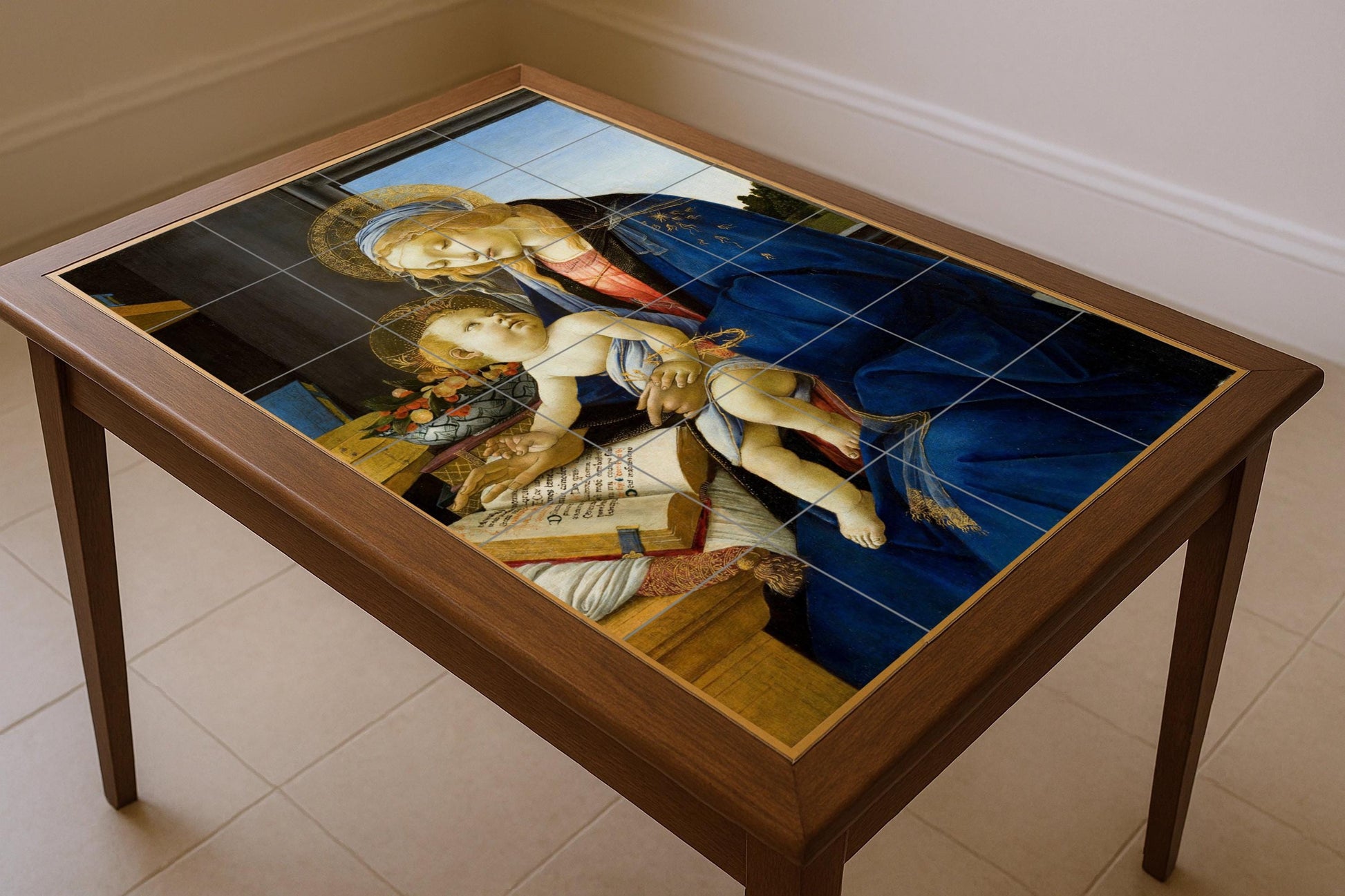 Fresque en Carrelage Vierge du Libro — Art Populaire et Ornemental