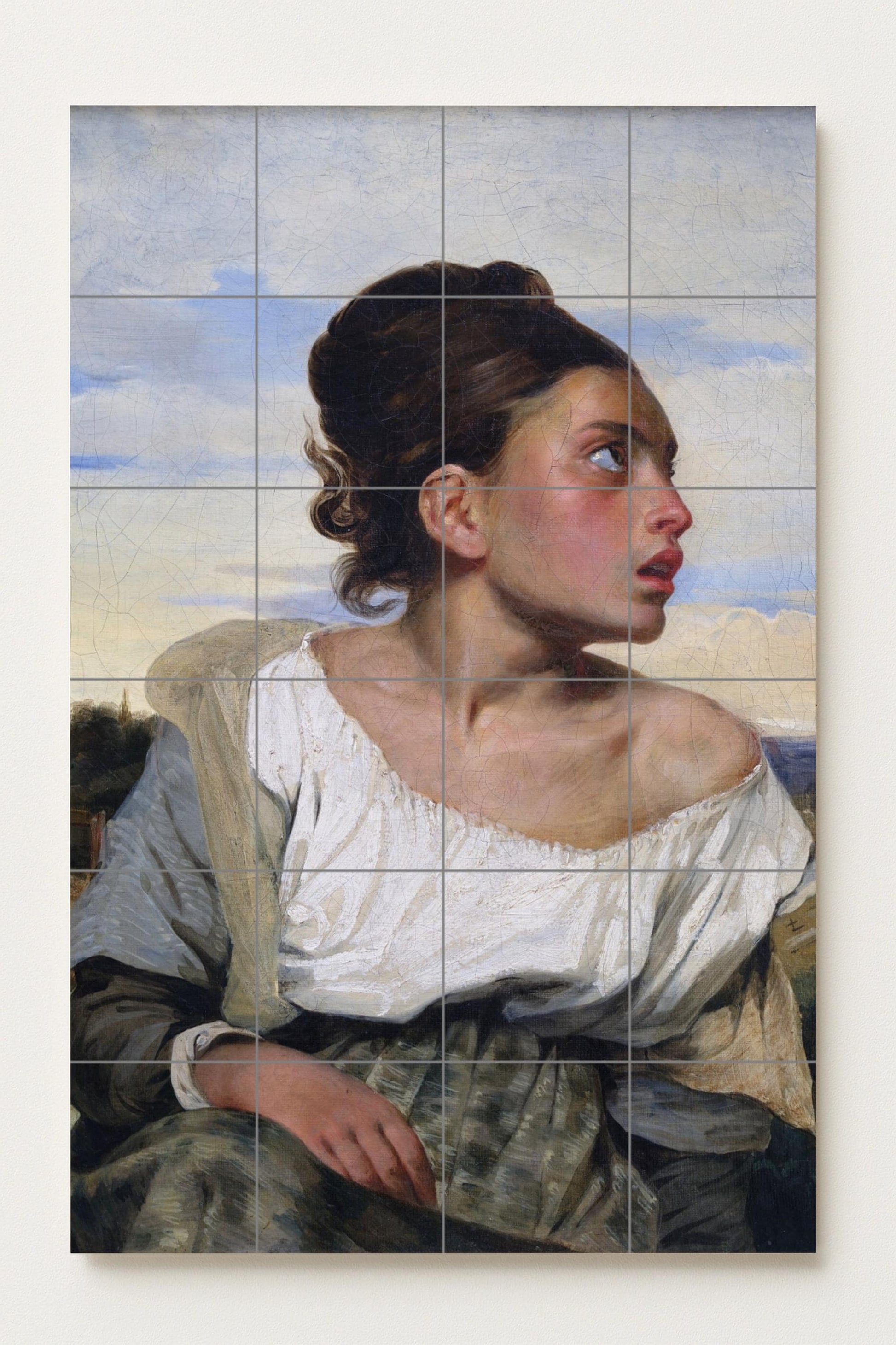 "Niña huérfana en el cementerio — Fresque Murale en Carreaux de Céramique · Panneau Mural Ornemental