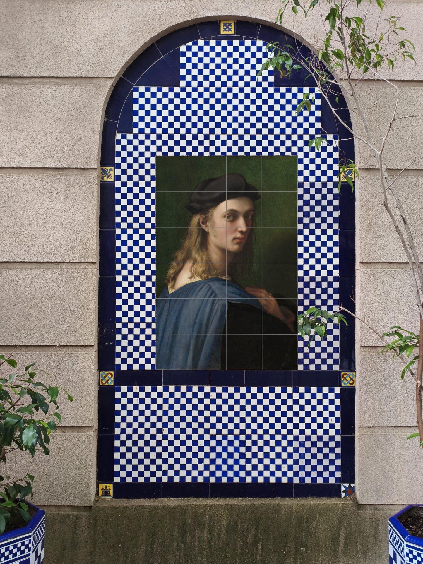 Fresque en Carrelage Portrait de Bindo Altoviti — Panneau Mural Ornemental