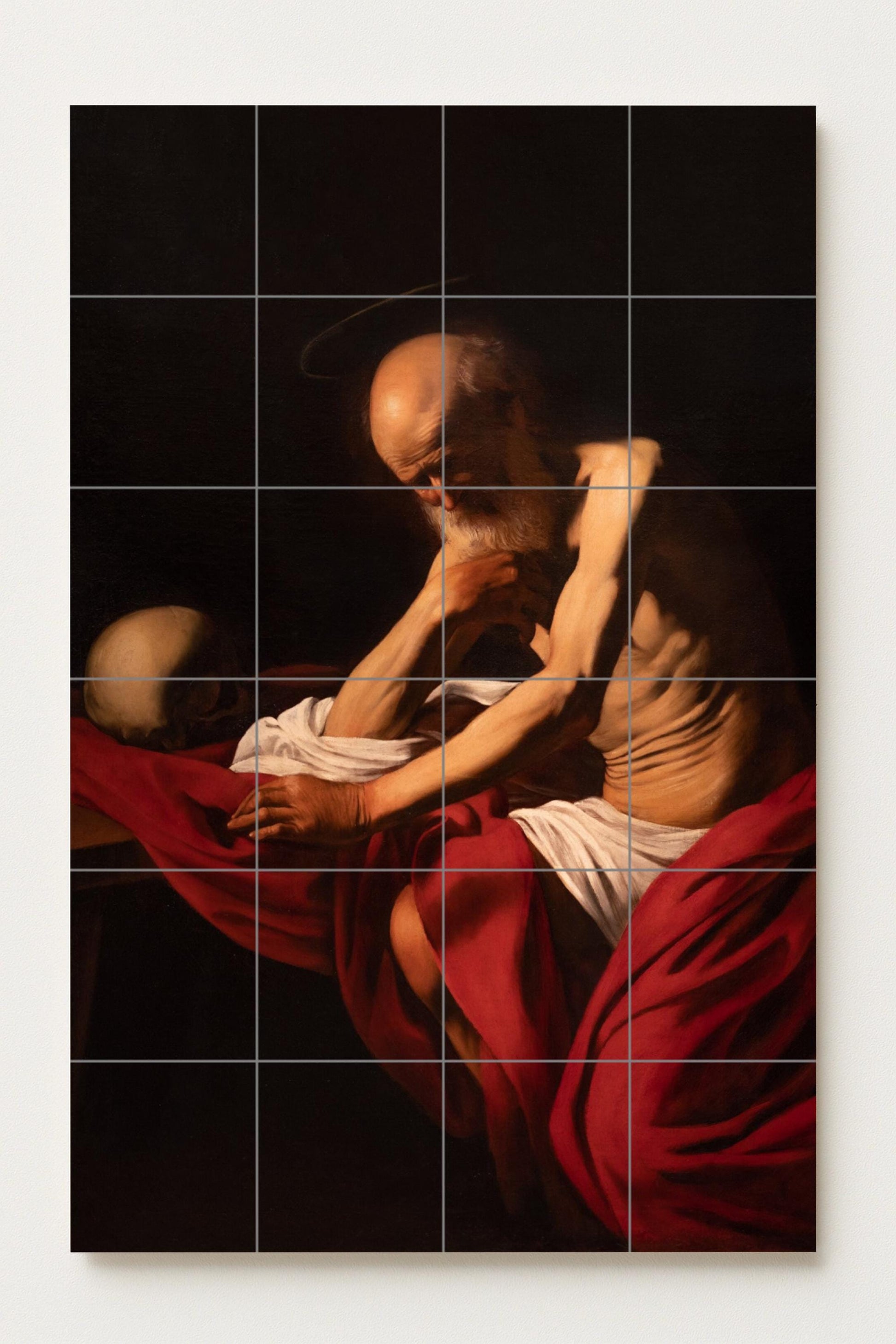 San Jerónimo in meditación — Volkskunst-Dekor, Wandkunst aus Keramikfliesen
