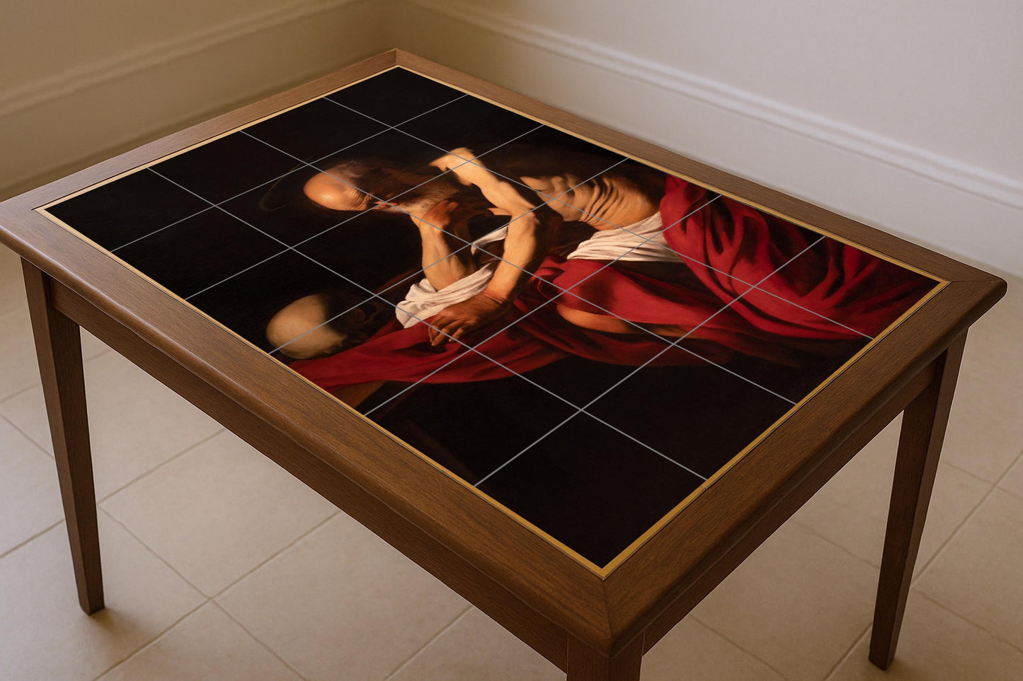San Jerónimo in meditación — Volkskunst-Dekor, Wandkunst aus Keramikfliesen