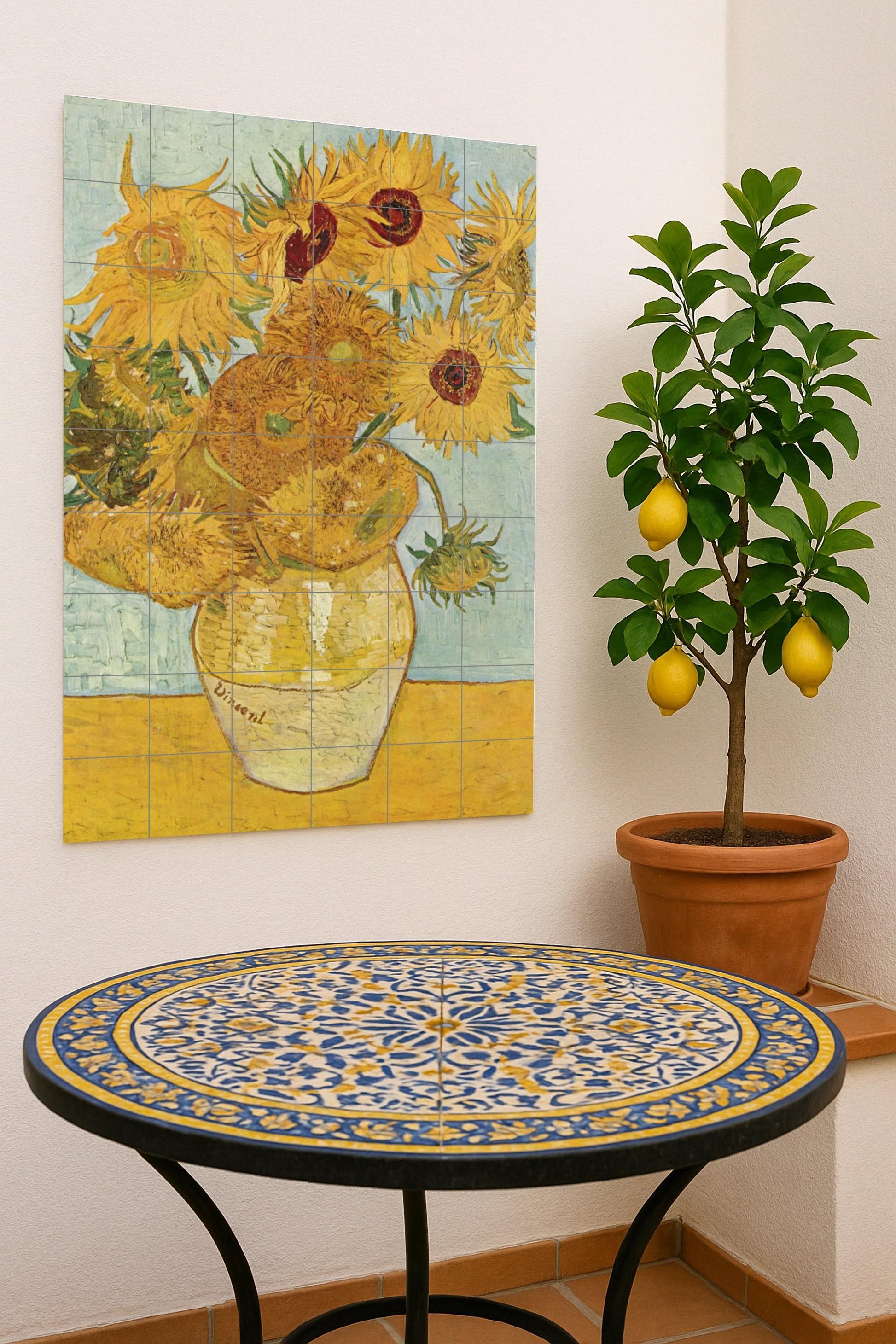 Sunflowers · Ceramic Wall Mural — Folk & Ornamental Art
