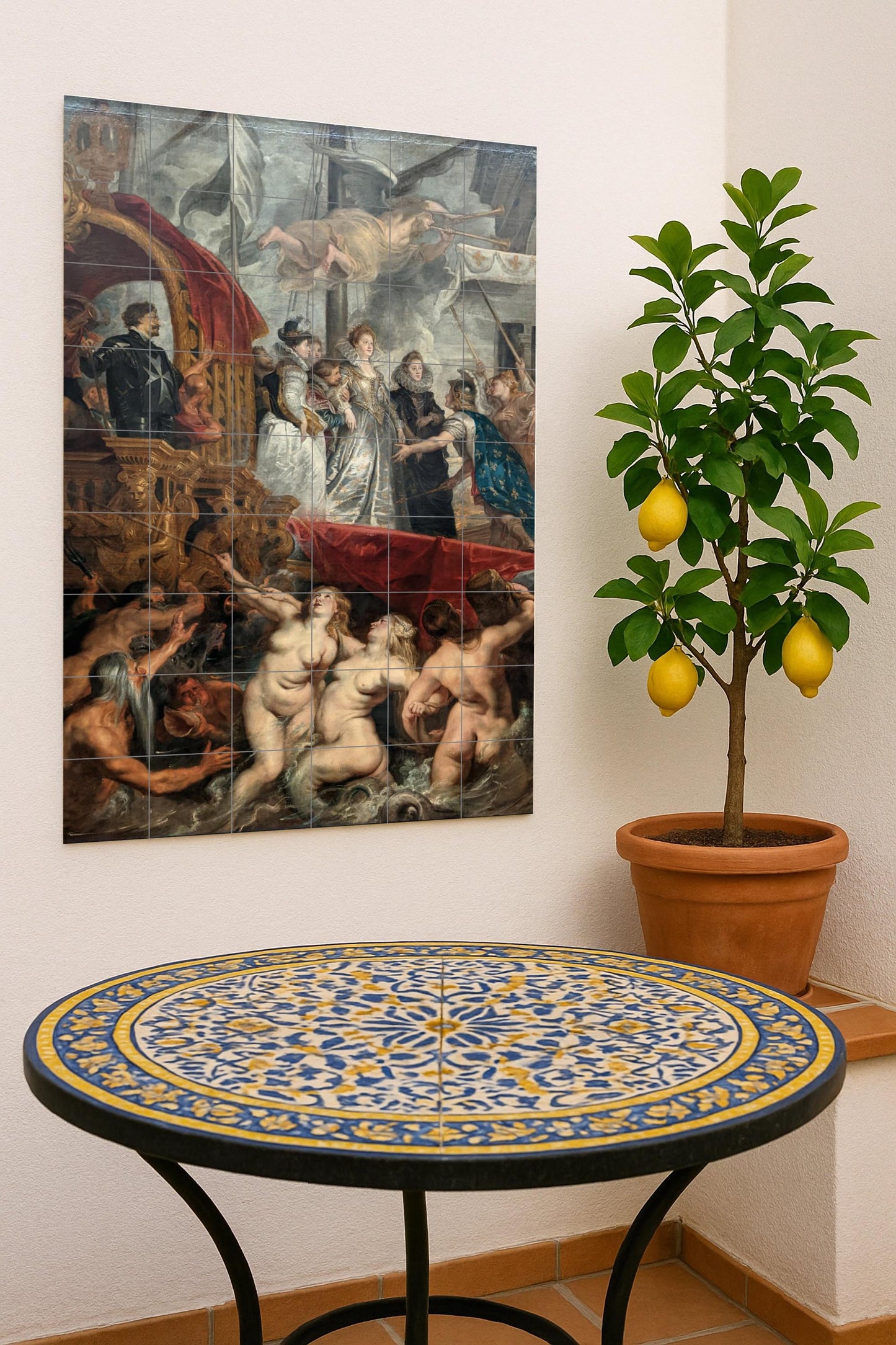 Cerámica "le desembarco de Marie de Médici — Fresque Murale en Carreaux de Céramique · Panneau Mural Ornemental