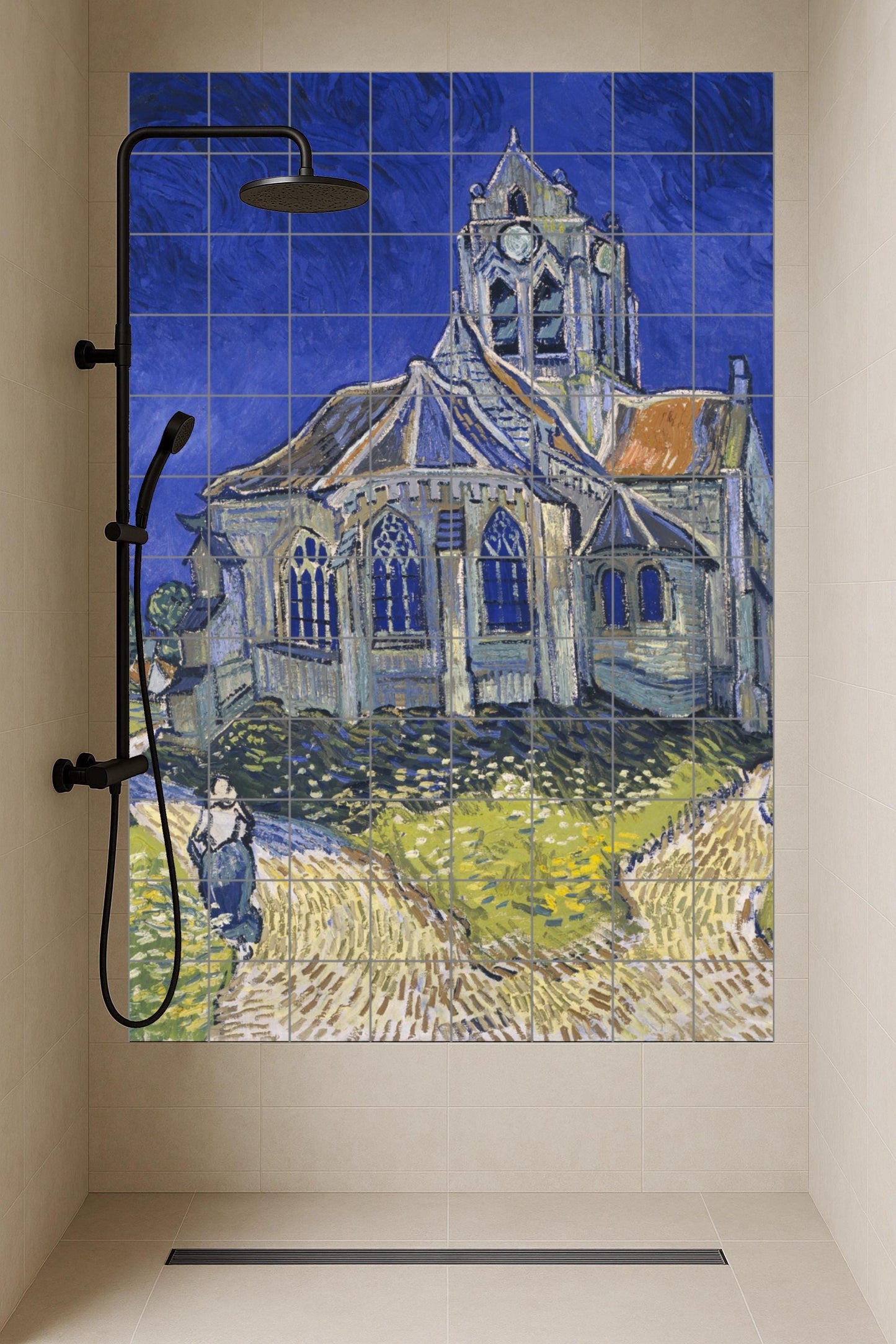 Kirche von Auvers · Keramik-Wandbild — Volkskunst & Ornament