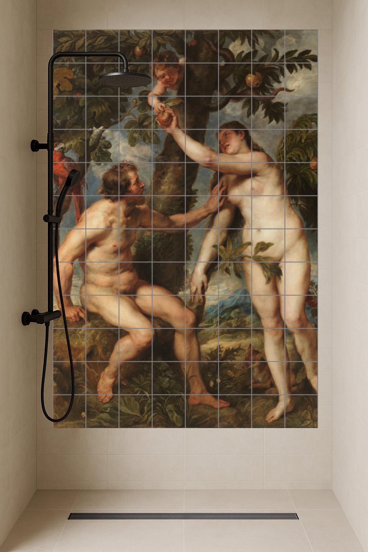 Cerámica "the caída of the Man — Ornamental Wall Panel · Ceramic Tile Mural
