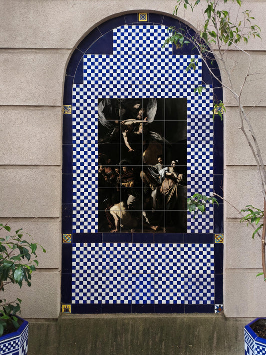 Ceramic Tile Mural: Siete Obras of Misericordia — Folk-Art Décor