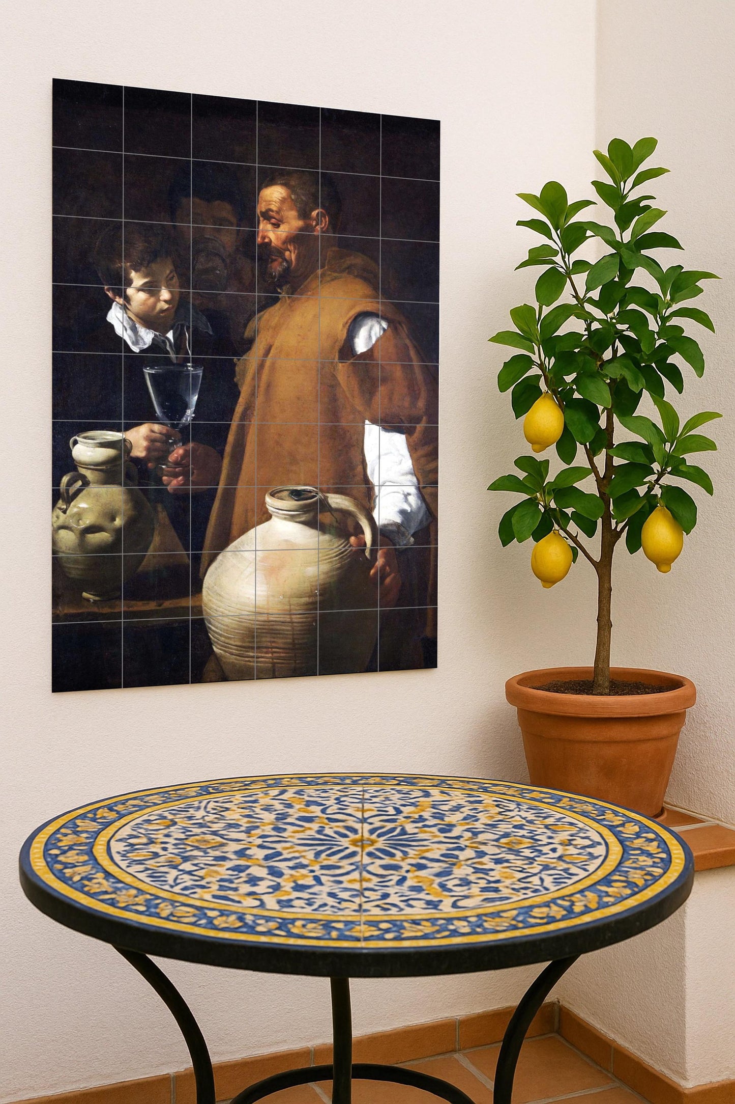 Fresque en Carrelage Cerámica "El vendedor de agua de Sevilla — Fresque à Motifs Décoratifs