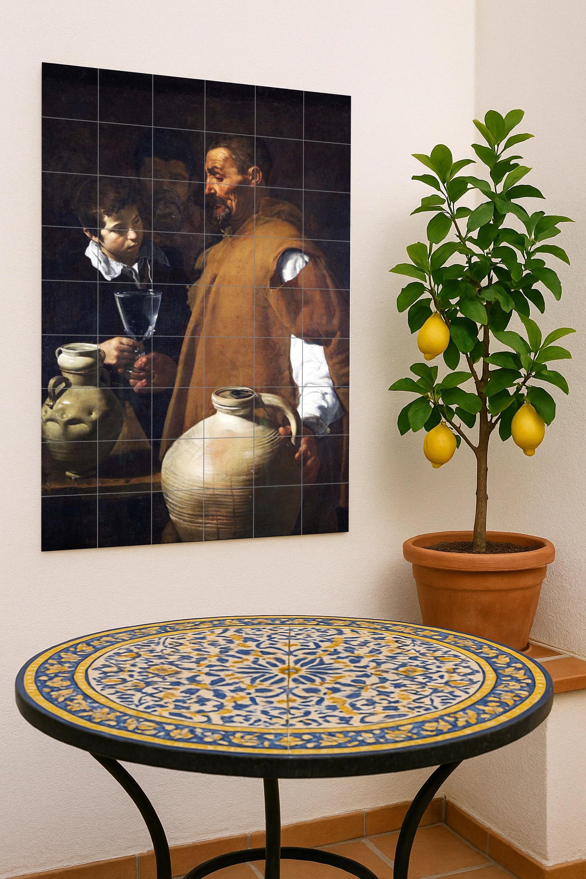 Fresque en Carrelage Cerámica "El vendedor de agua de Sevilla — Fresque à Motifs Décoratifs