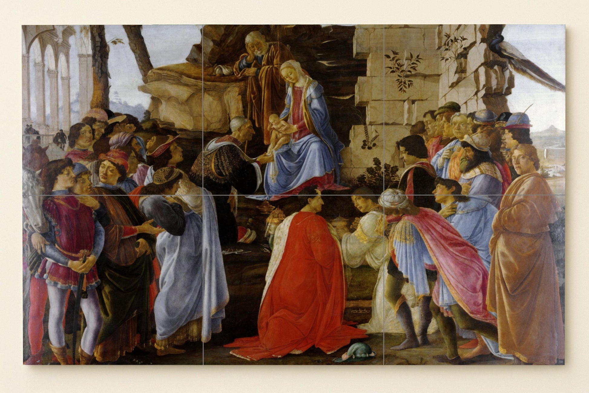 Adoration de les Reyes Mages — Fresque Murale en Carreaux de Céramique · Art Populaire et Ornemental