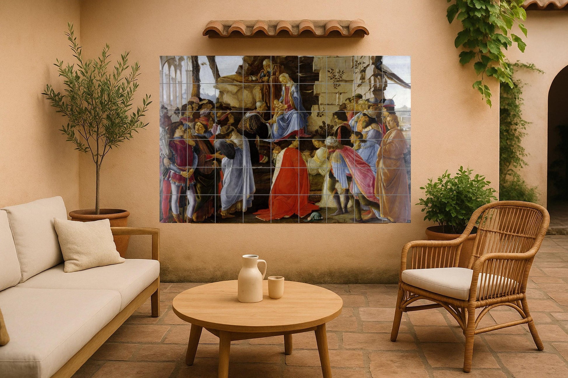 Adoration de les Reyes Mages — Fresque Murale en Carreaux de Céramique · Art Populaire et Ornemental