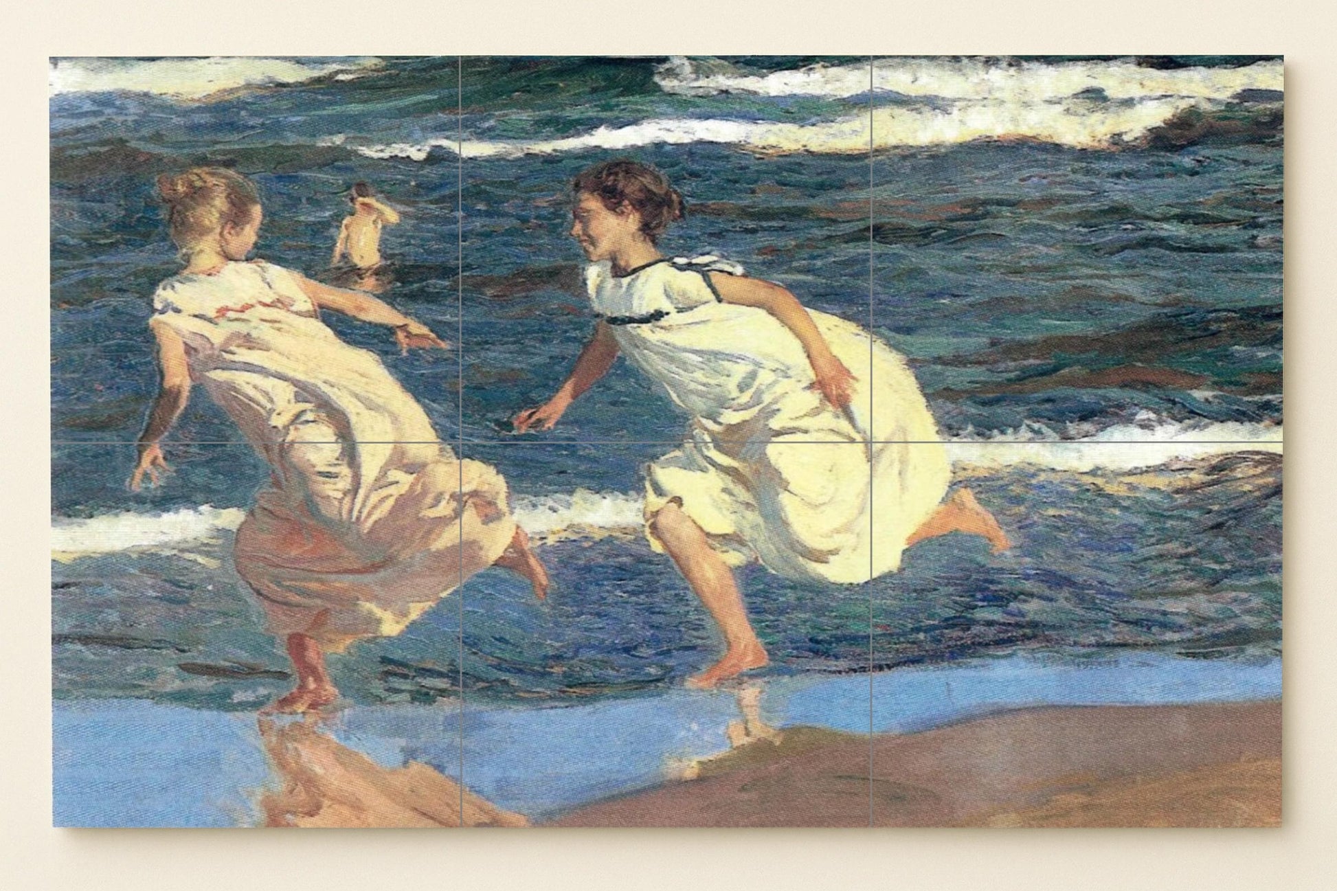 Sorolla corriendo in die Strand von Valencia · Keramik-Wandbild — Ornamentales Wandpaneel