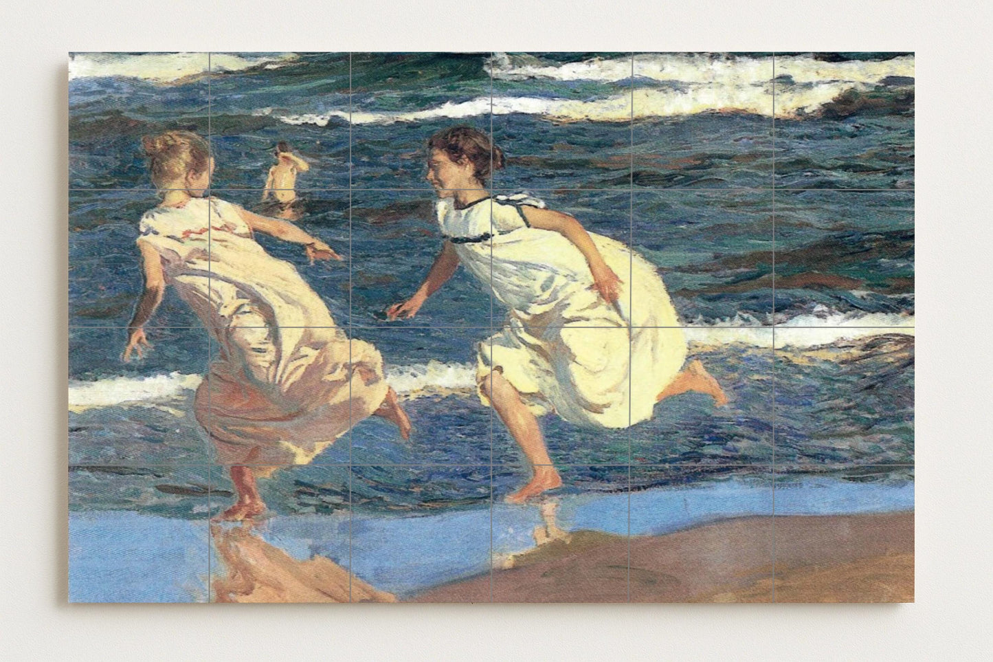 Sorolla corriendo in die Strand von Valencia · Keramik-Wandbild — Ornamentales Wandpaneel