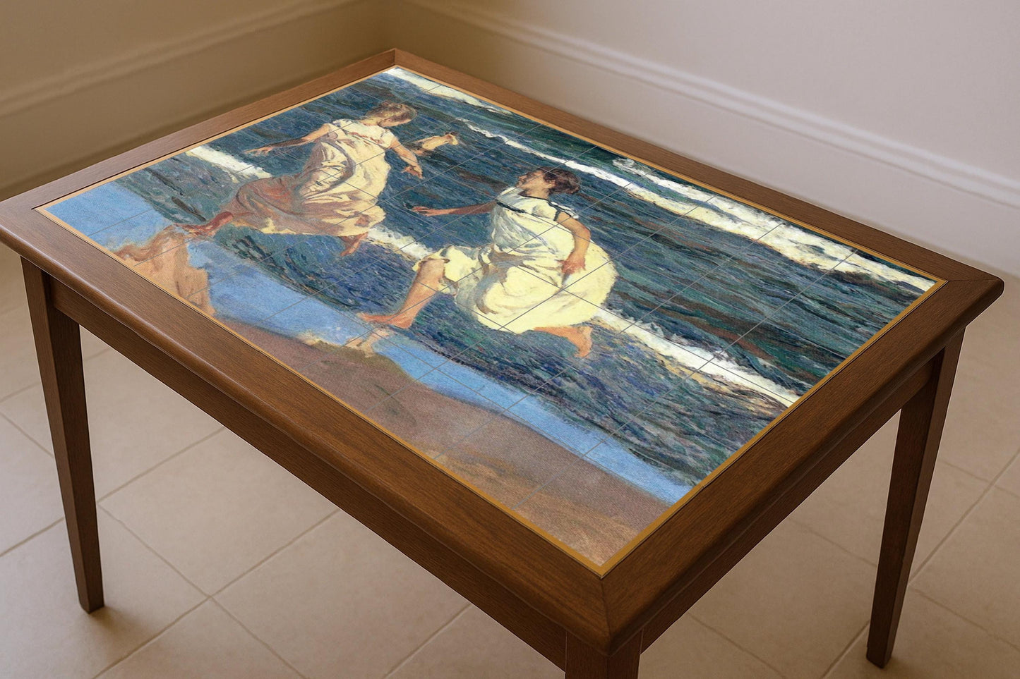 Sorolla corriendo in die Strand von Valencia · Keramik-Wandbild — Ornamentales Wandpaneel