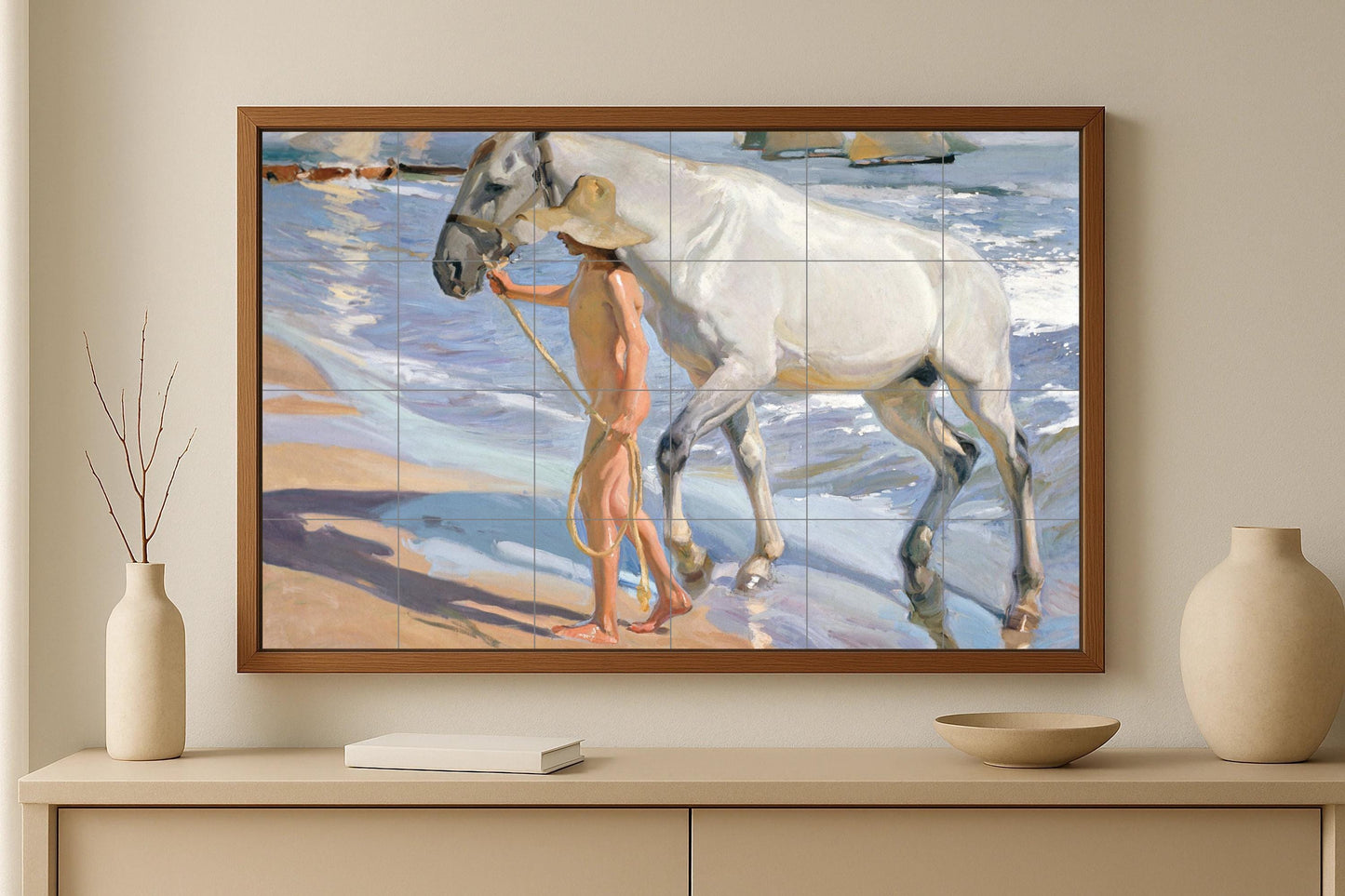 Baño avec Chevaux de Sorolla · Fresque Céramique — Fresque à Motifs Décoratifs