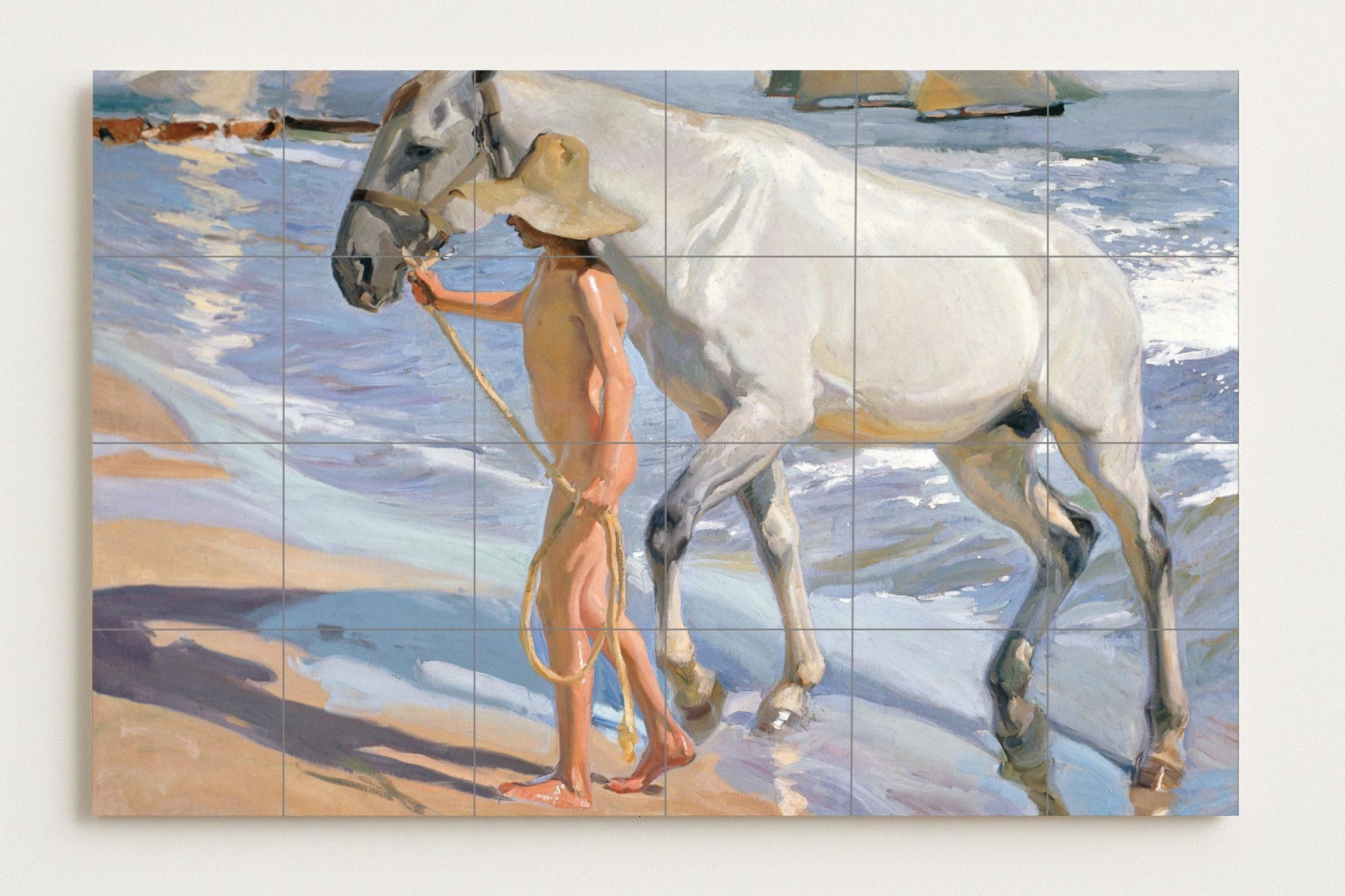 Baño avec Chevaux de Sorolla · Fresque Céramique — Fresque à Motifs Décoratifs