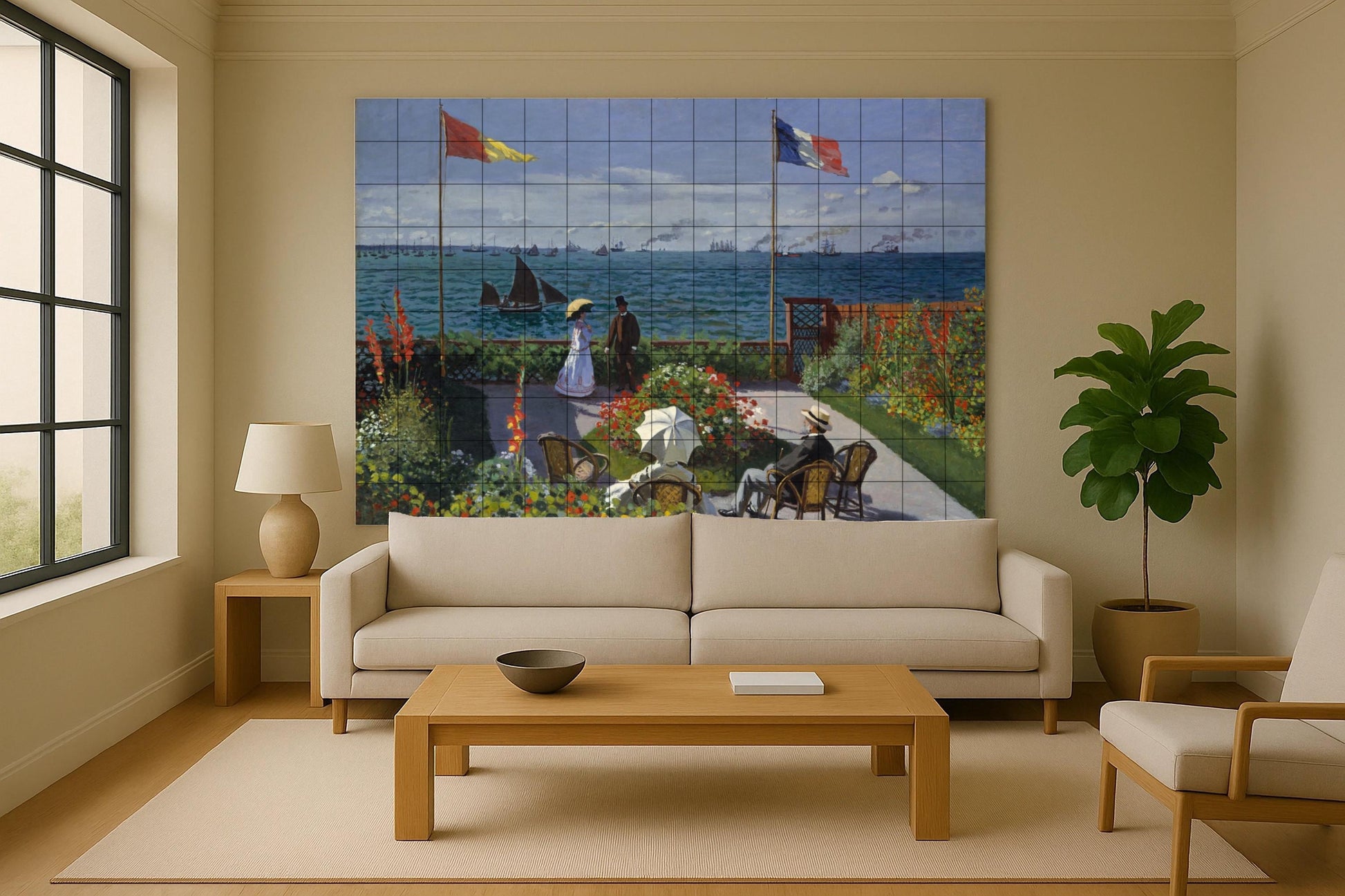 Garten von Monet in Sainte Adresse — Fliesen-Wandbild aus Keramik · Volkskunst-Dekor