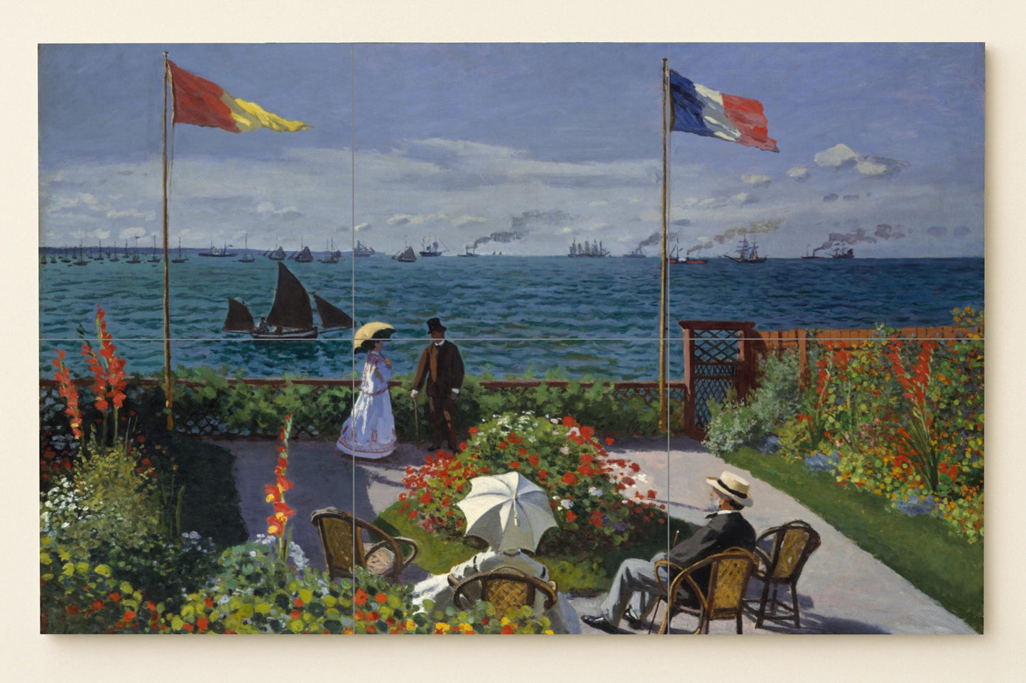 Garten von Monet in Sainte Adresse — Fliesen-Wandbild aus Keramik · Volkskunst-Dekor