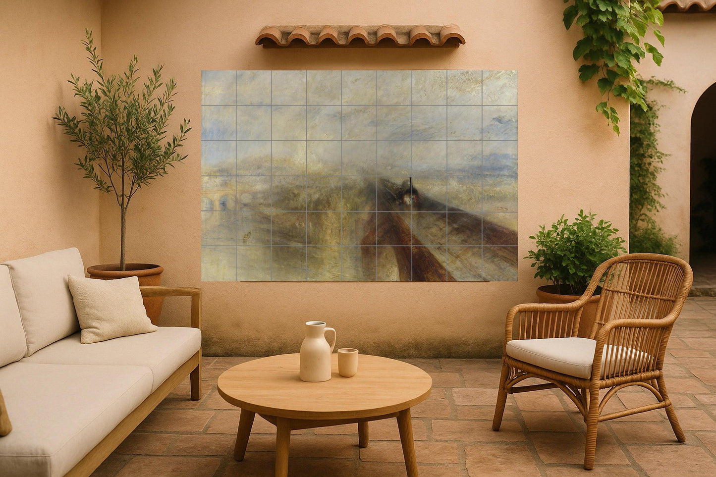 Fliesenbild "Lluvia, Dampfer und velocidad — Ornamentales Wandpaneel