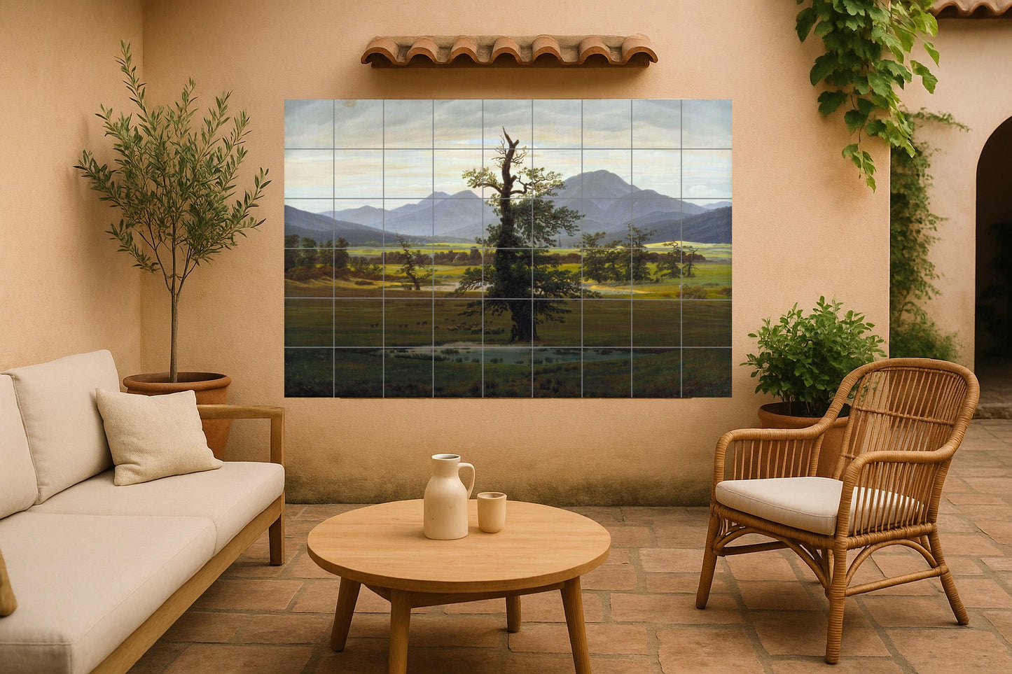 Arbre Solitario — Fresque Murale en Carreaux de Céramique · Art Populaire et Ornemental