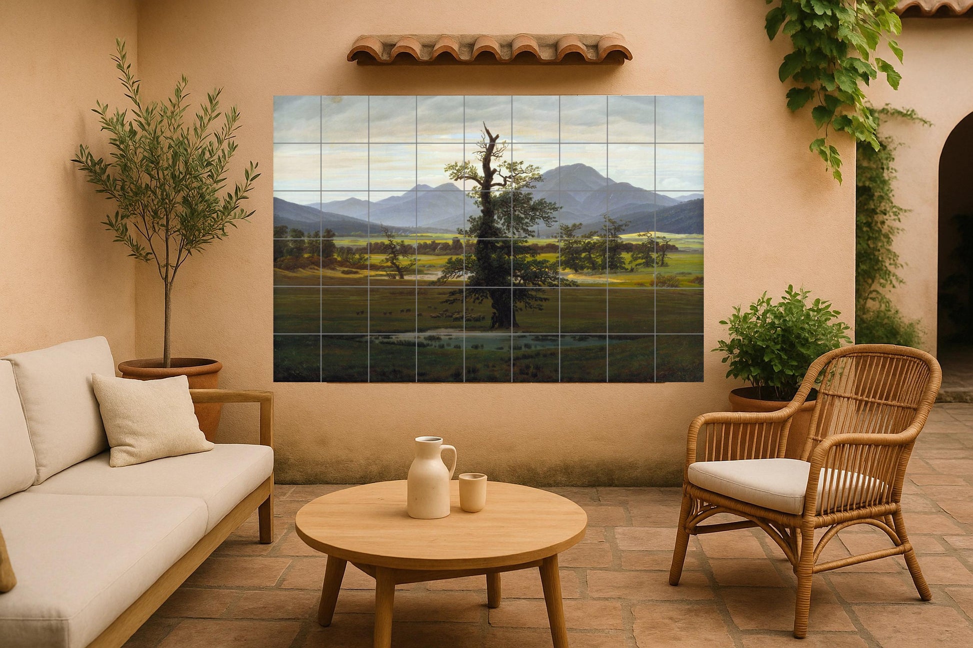 Arbre Solitario — Fresque Murale en Carreaux de Céramique · Art Populaire et Ornemental