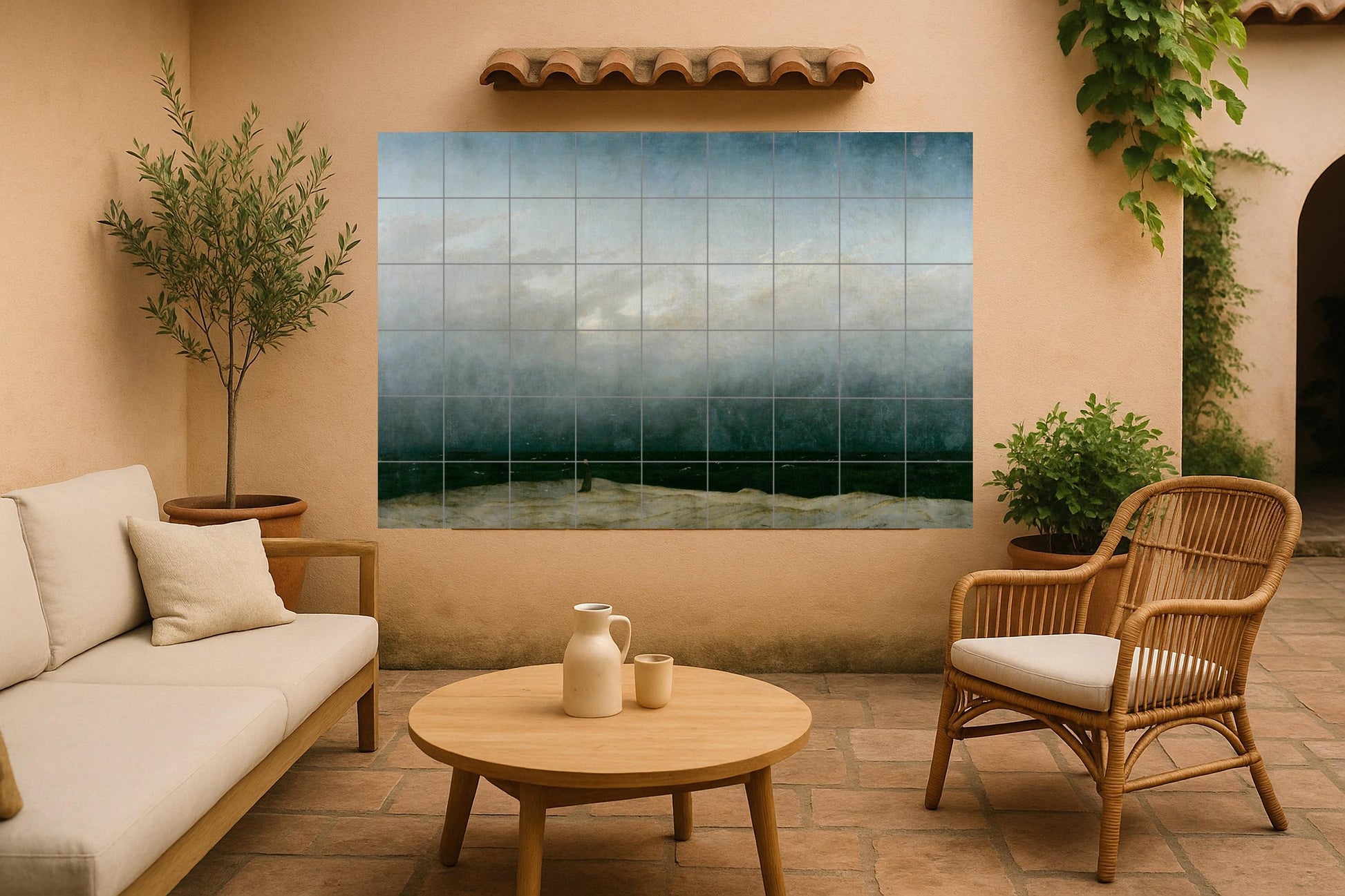 "le monje au bord de au Mer — Art Populaire et Ornemental, Art Mural en Céramique