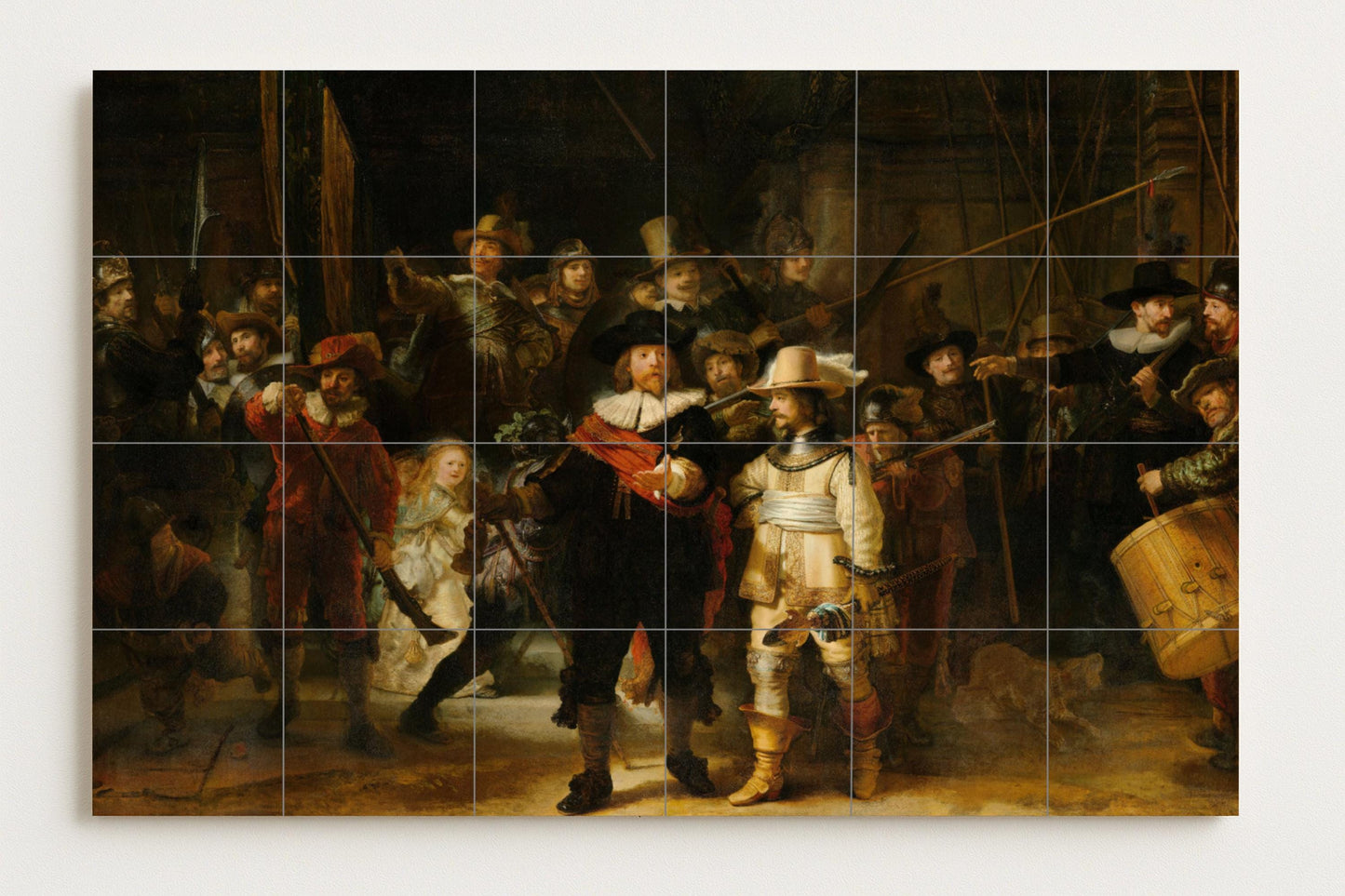 Mural de azulejos de cerámica La ronda de noche