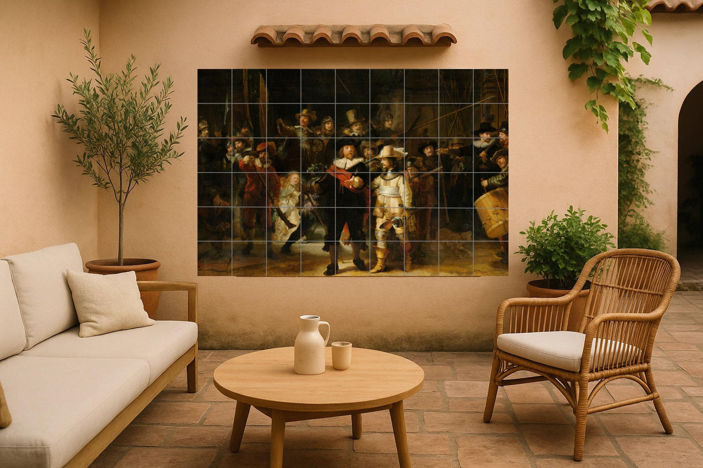 Mural de azulejos de cerámica La ronda de noche