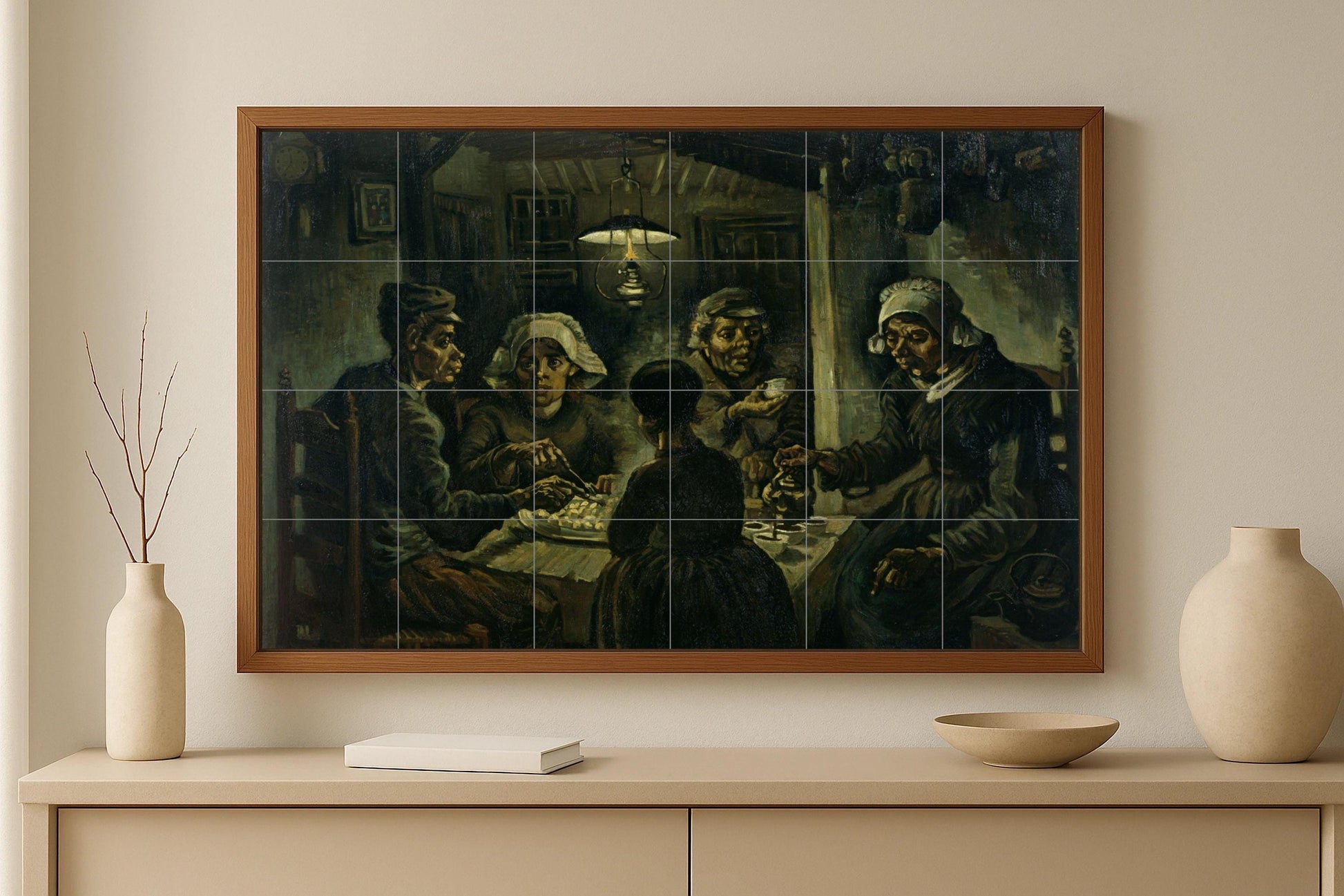 Mural de azulejos de cerámica "Los comedores de patatas"