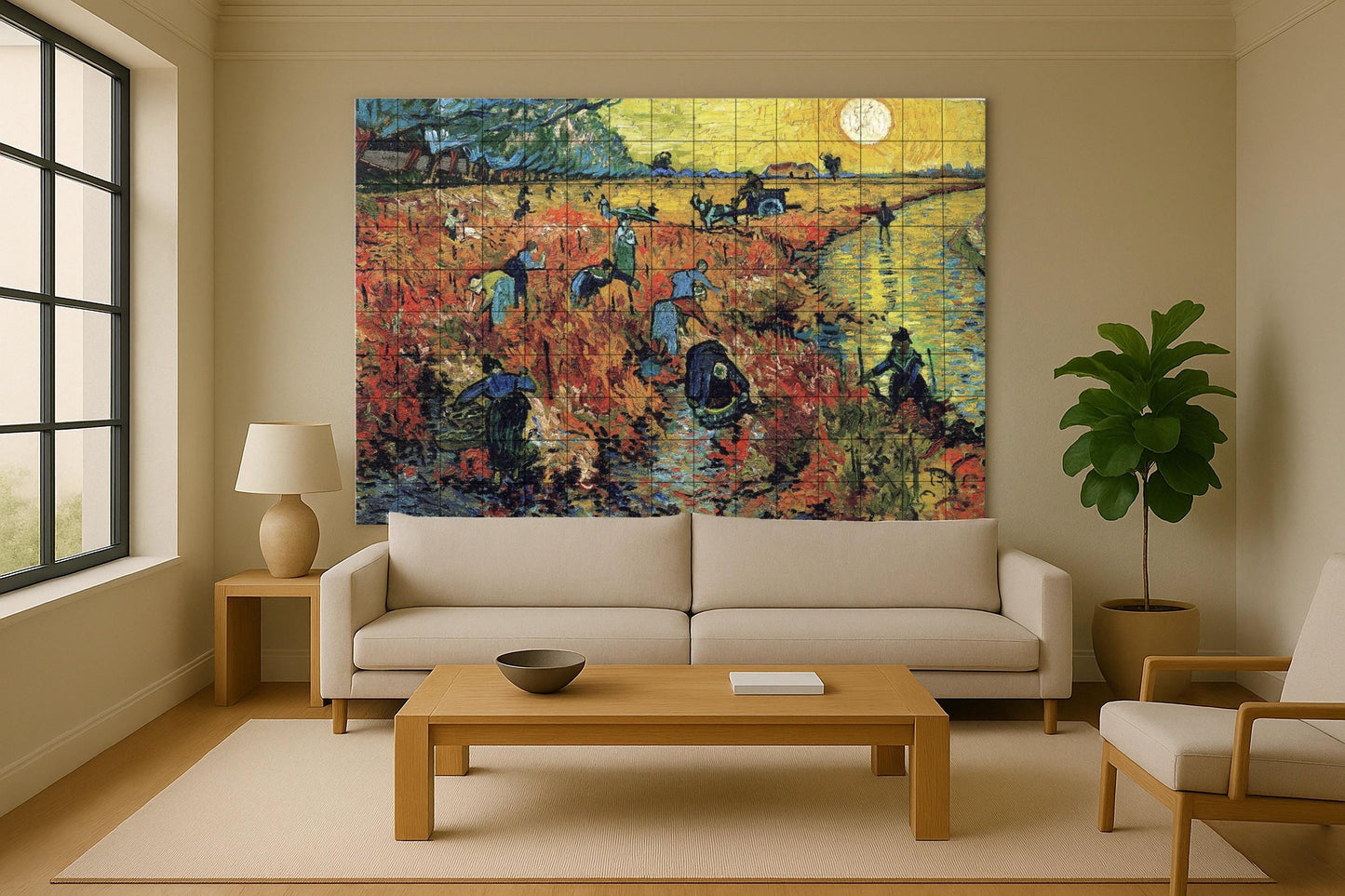 Fresque en Carrelage Vignoble Rouge — Panneau Mural Ornemental