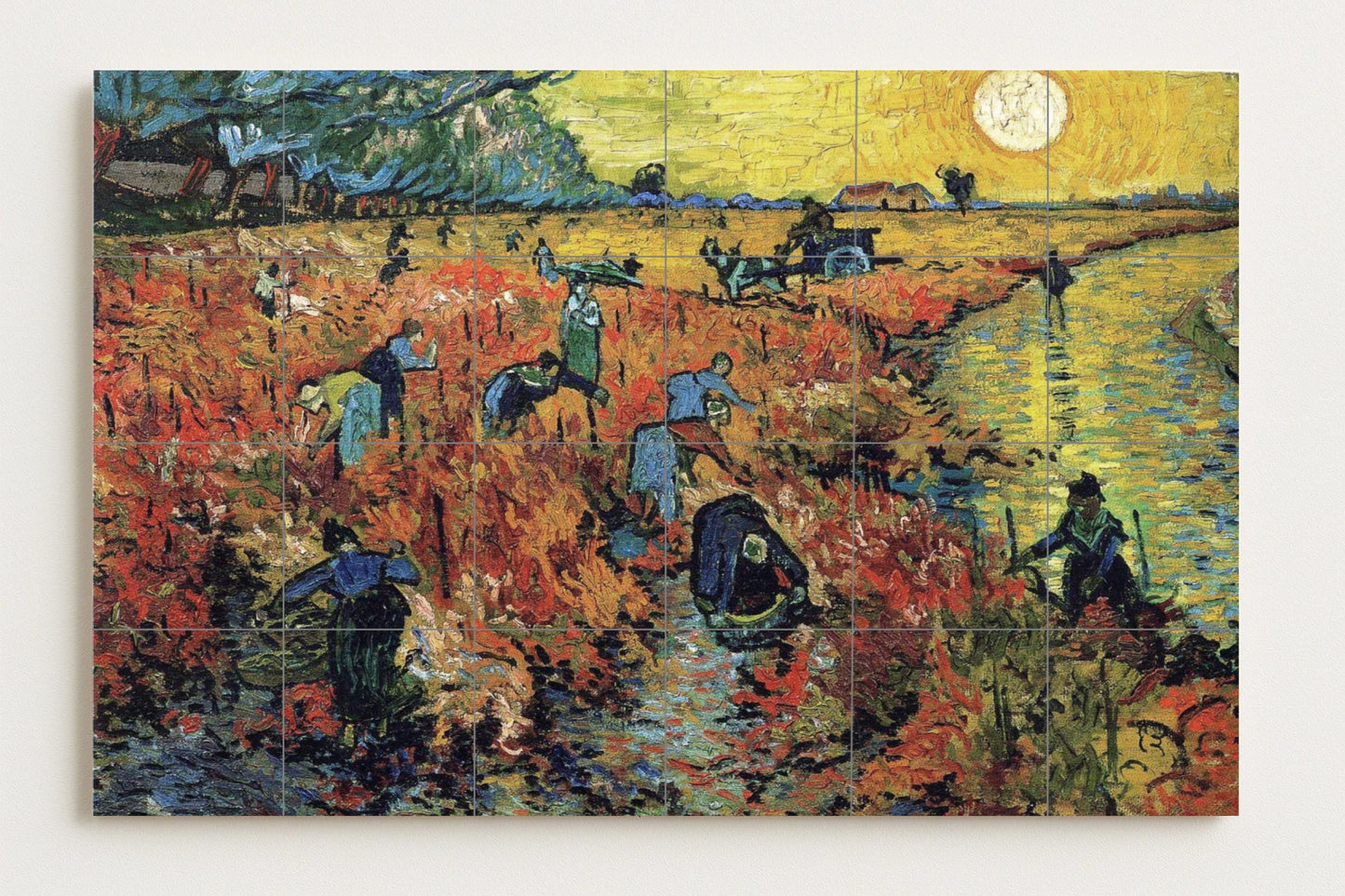 Fresque en Carrelage Vignoble Rouge — Panneau Mural Ornemental