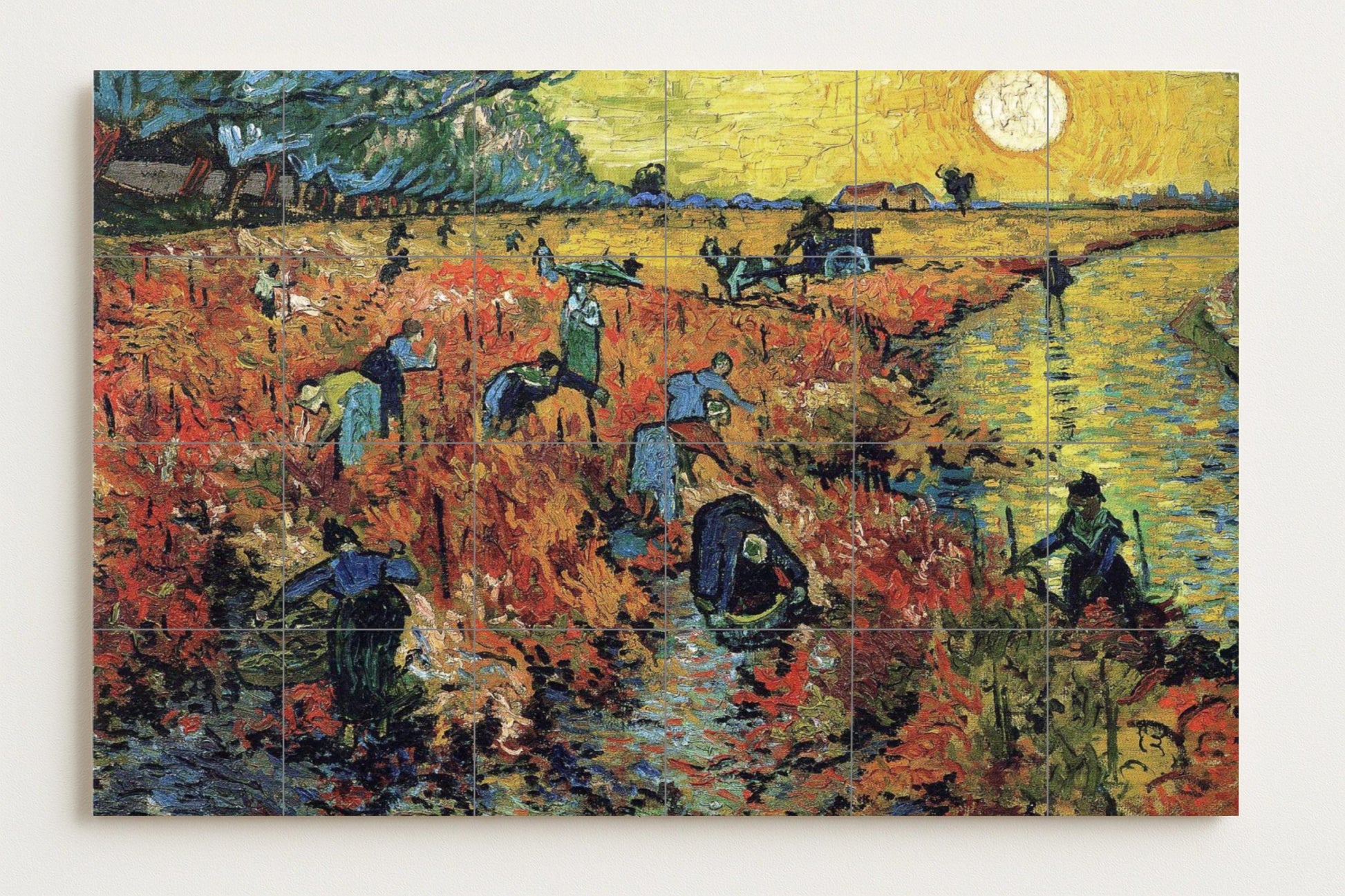 Fresque en Carrelage Vignoble Rouge — Panneau Mural Ornemental