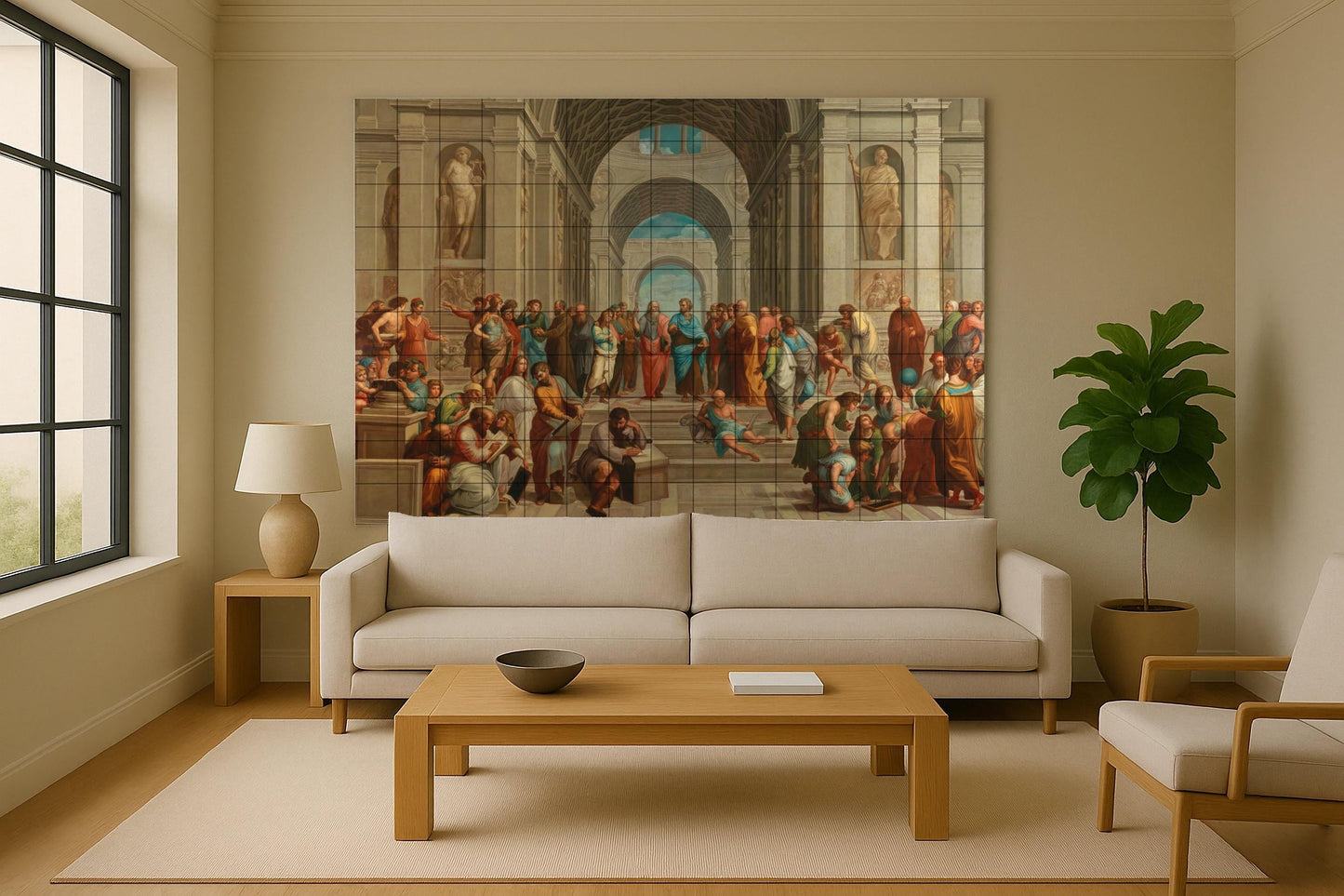 Fresque en Carrelage Escuela de Athènes — Art Populaire et Ornemental
