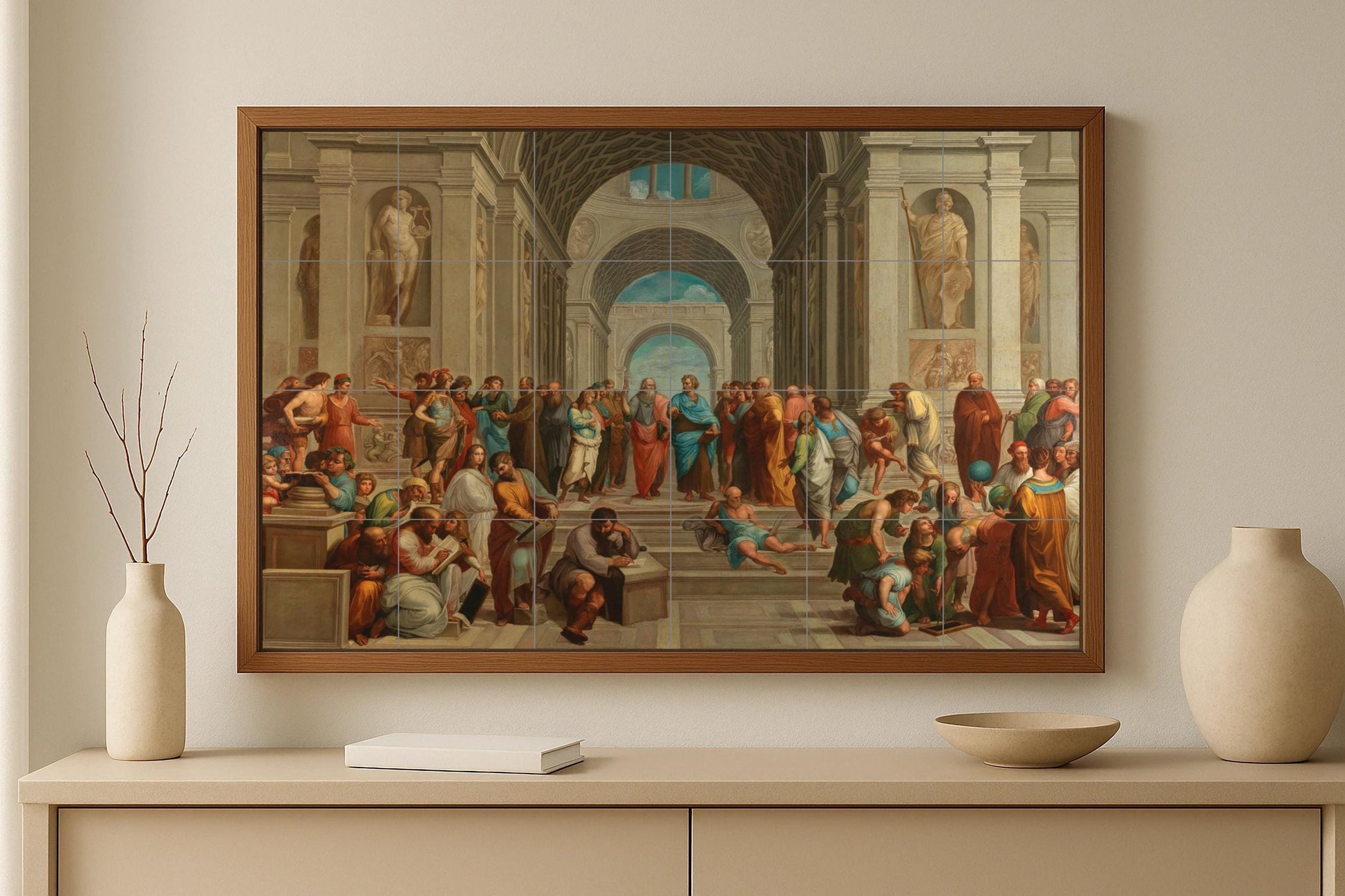 Fresque en Carrelage Escuela de Athènes — Art Populaire et Ornemental