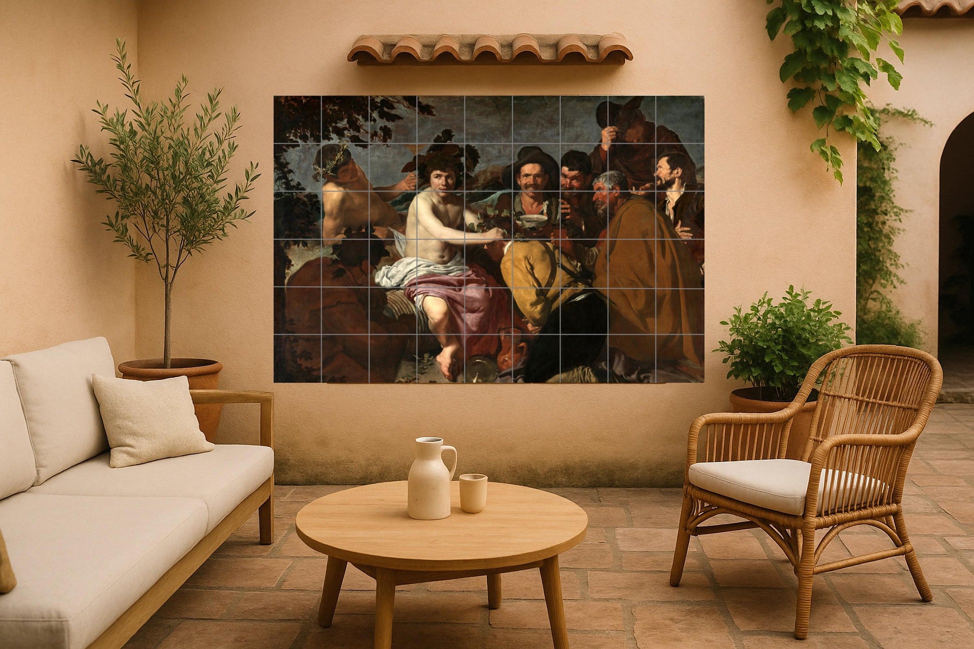 Cerámica le triunfo de Baco — Fresque à Motifs Décoratifs, Art Mural en Céramique