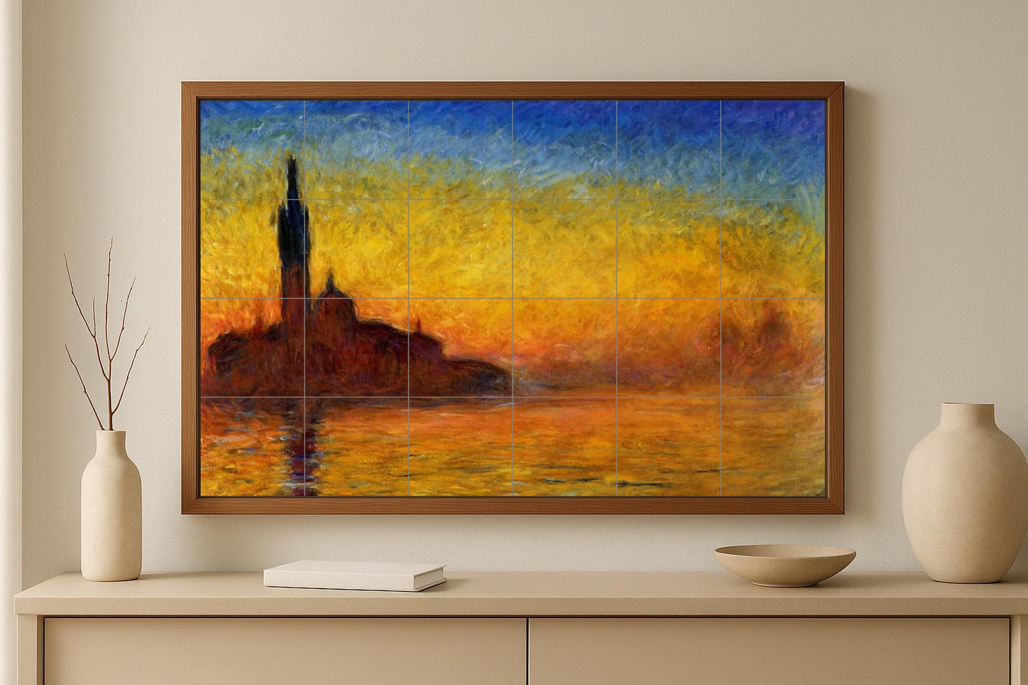 Ceramic Tile Mural: "Venice at the Sunset — Ornamental Wall Panel