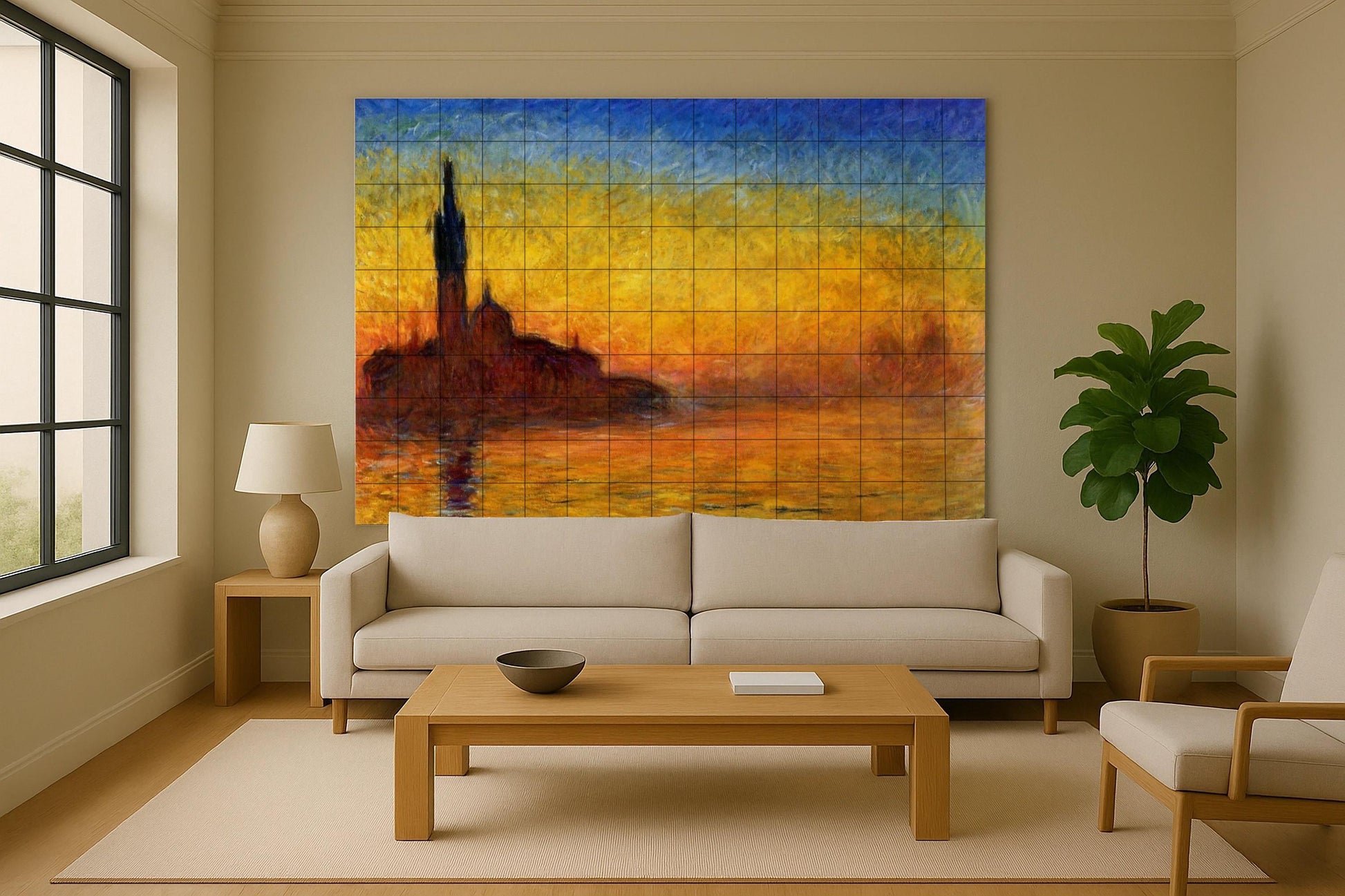 Ceramic Tile Mural: "Venice at the Sunset — Ornamental Wall Panel
