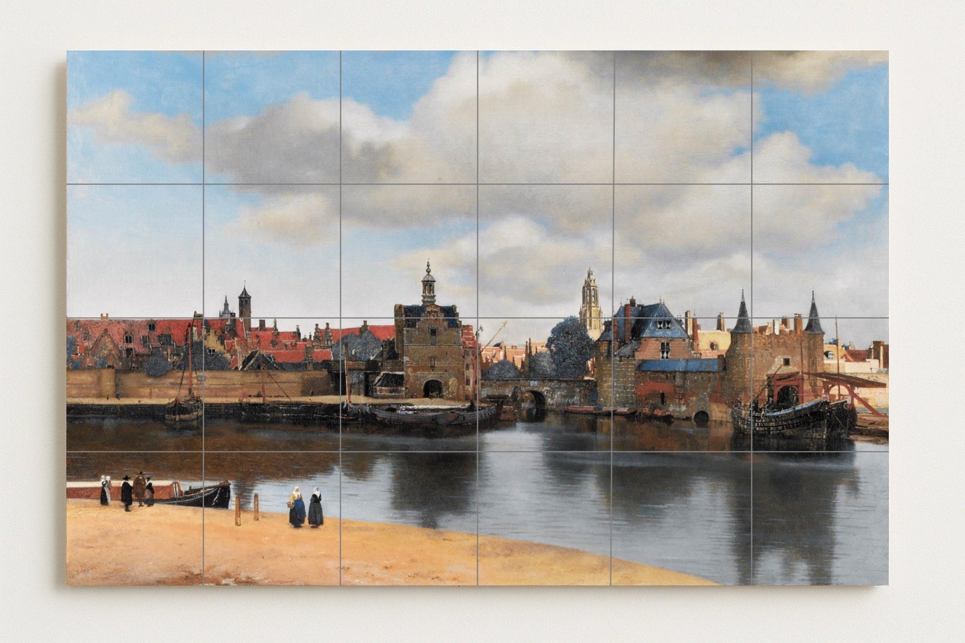 Vista del mural de azulejos de cerámica de Delft