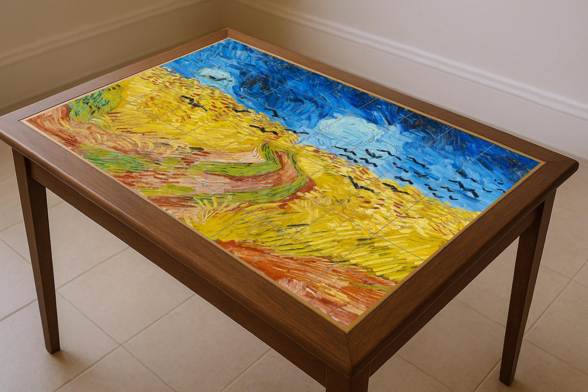 "Campagna di Grano con cuervos — Decoro d'Arte Popolare, Arte da Parete in Ceramica