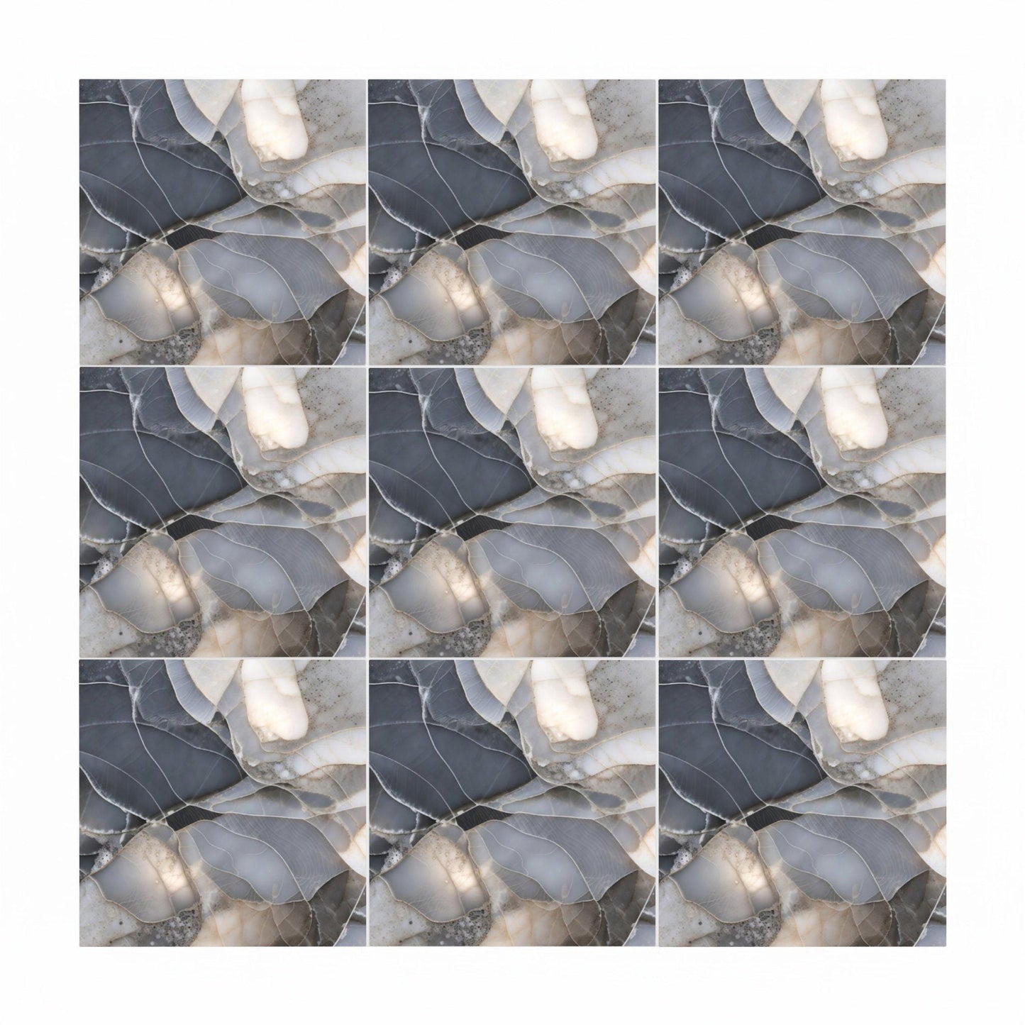 Neutral Agate Effect — Vintage-Style Ornament Ceramic Tile