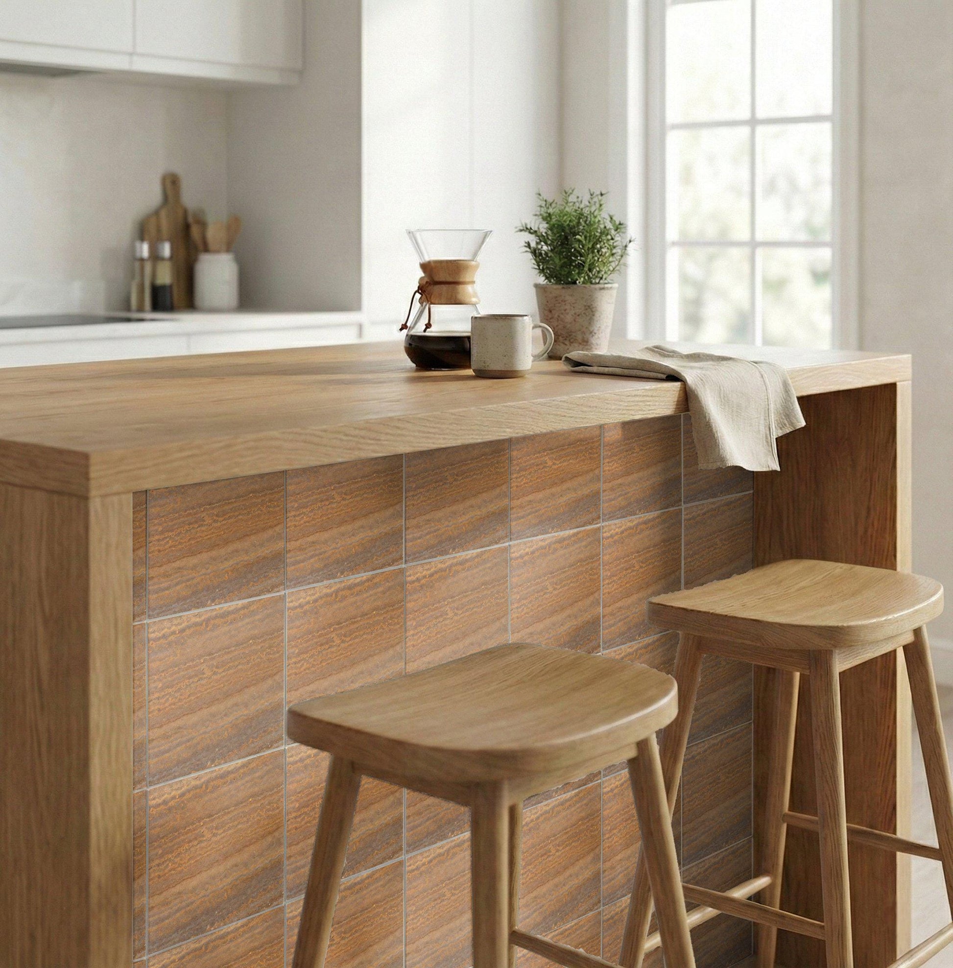 Ceramic Tile Brown Travertine Effect — Timeless Decorative Design