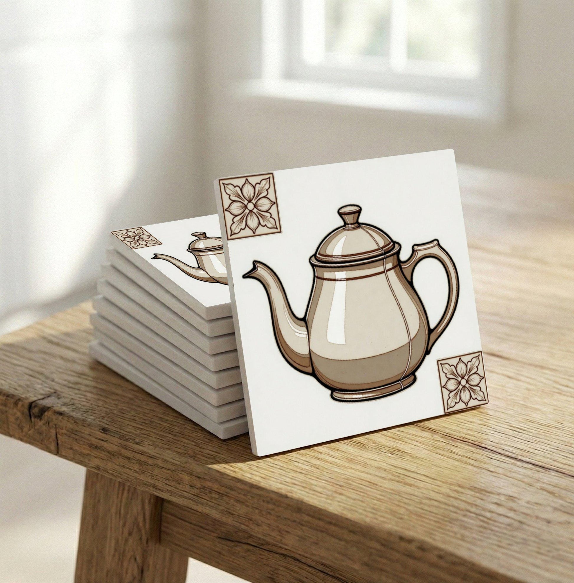 Azulejo Teapot Vintage — Motivo Decorativo di Charme