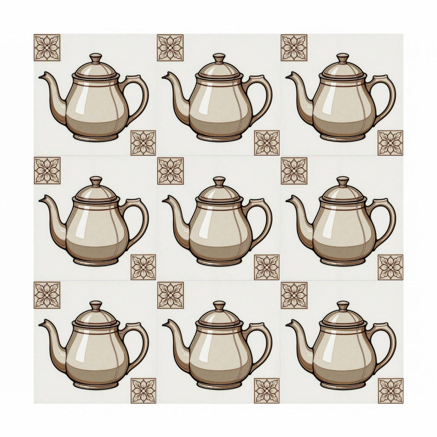 Azulejo Teapot Vintage — Motivo Decorativo di Charme
