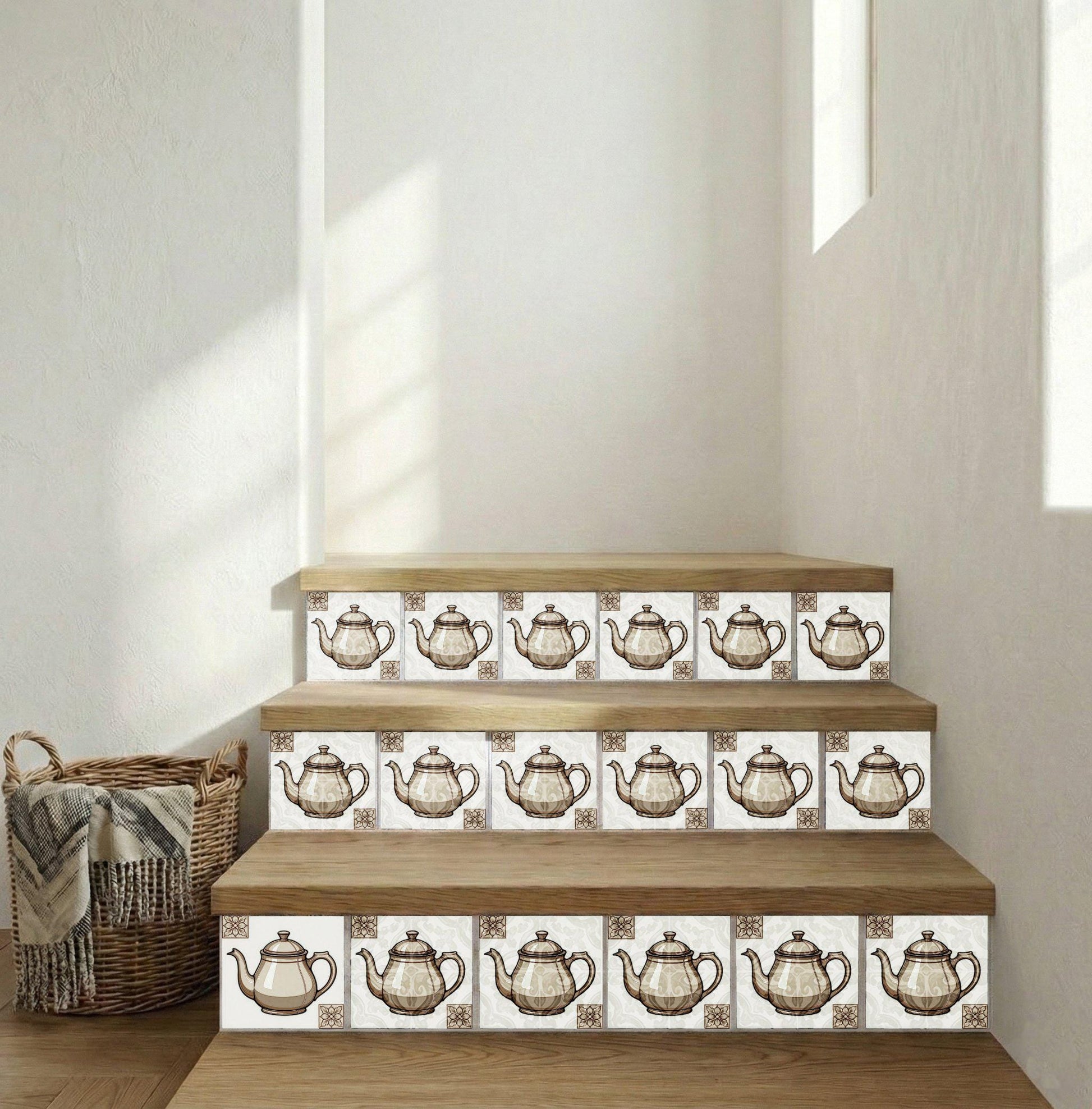 Azulejo Teapot Vintage — Motivo Decorativo di Charme