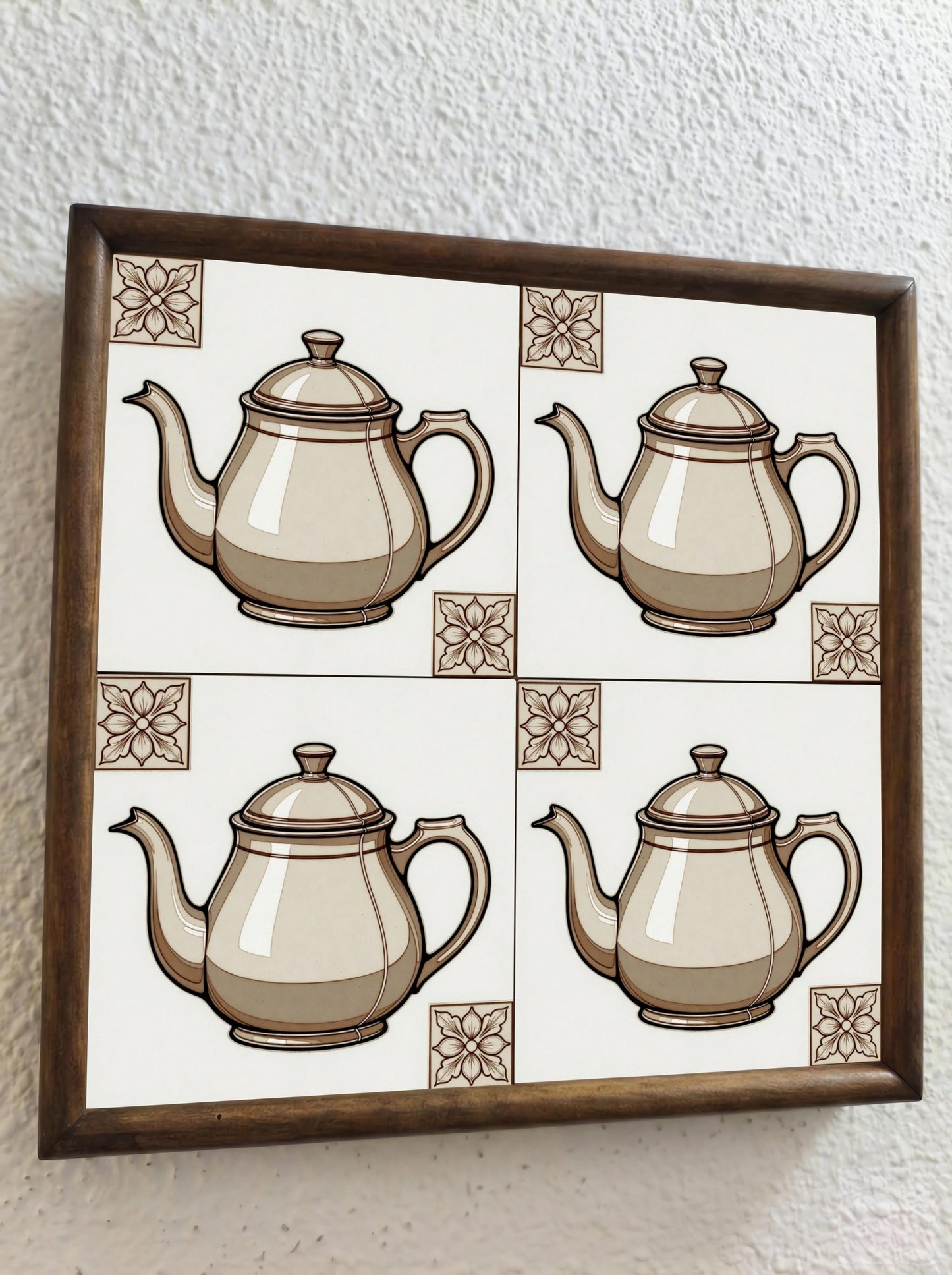 Azulejo Teapot Vintage — Motivo Decorativo di Charme