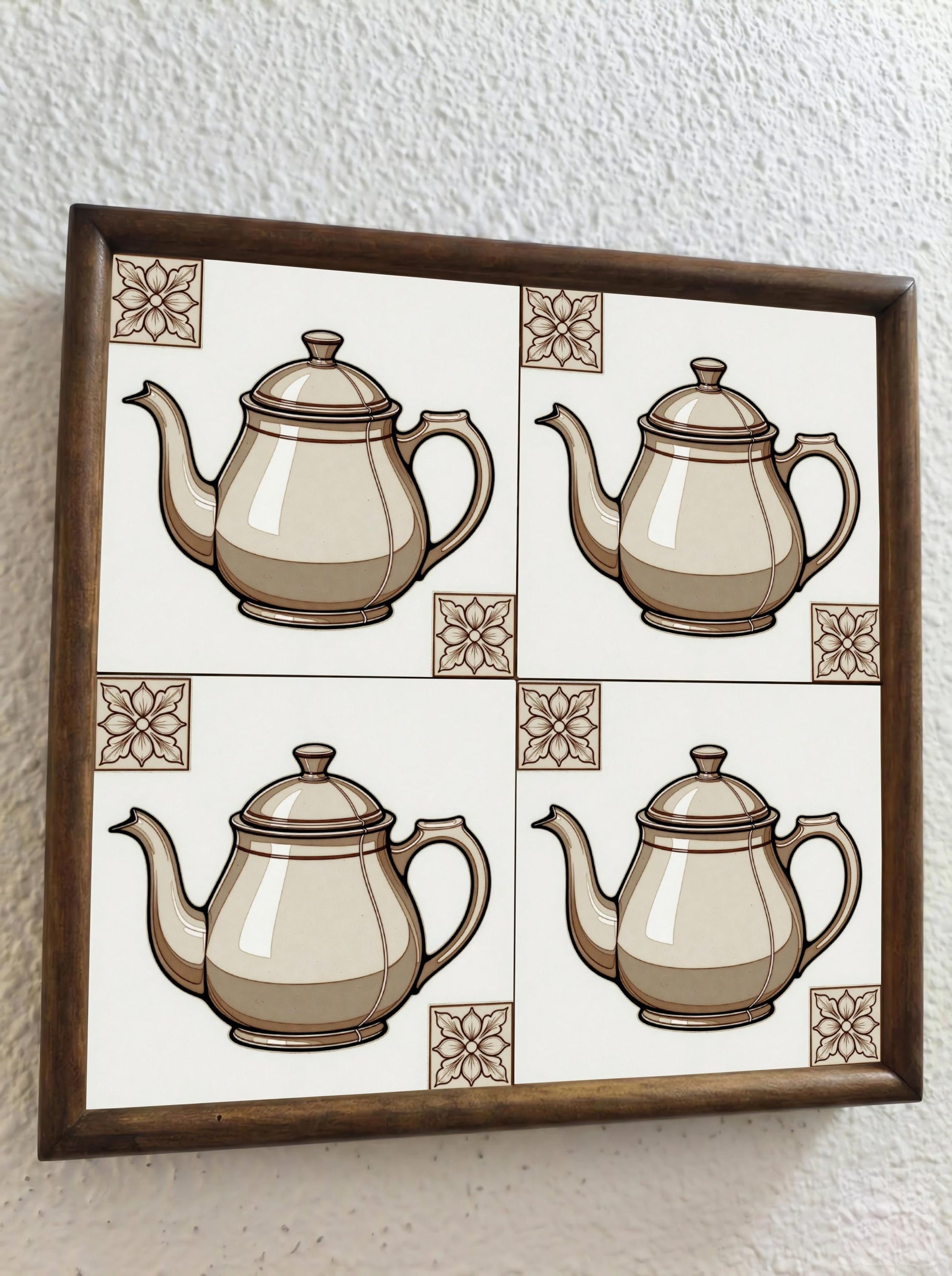 Azulejo Teapot Vintage — Motivo Decorativo di Charme