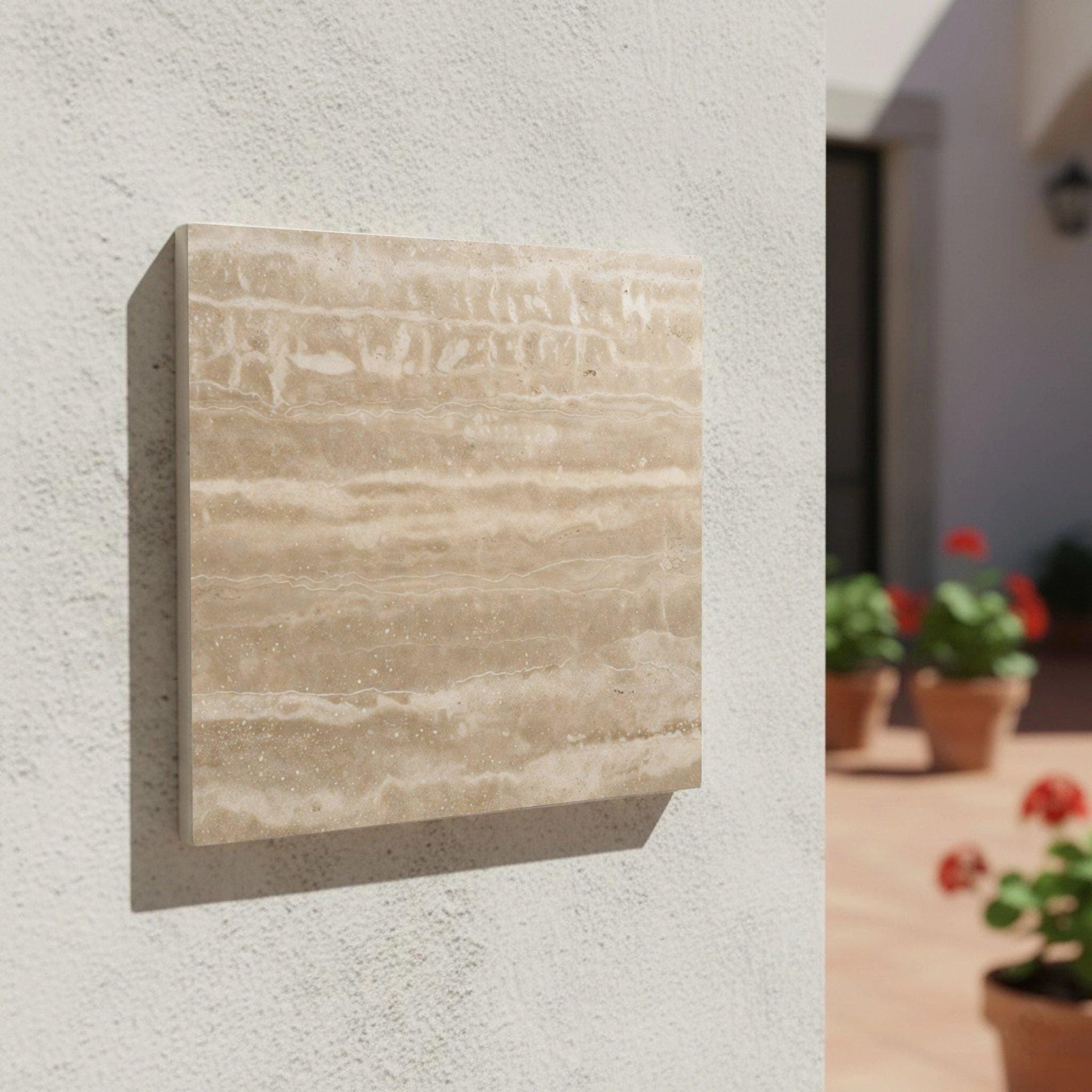 Travertin · Keramik-Wandfliese — Ornament im Vintage-Stil