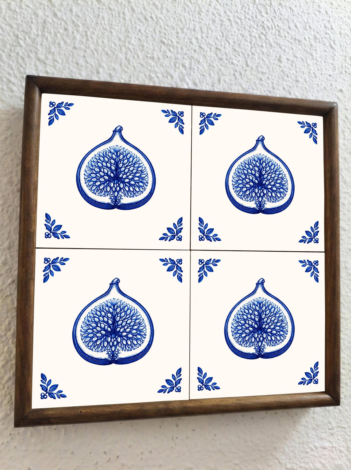 Fig in Delft Blue · Ceramic Wall Tile — Delft Blue Style