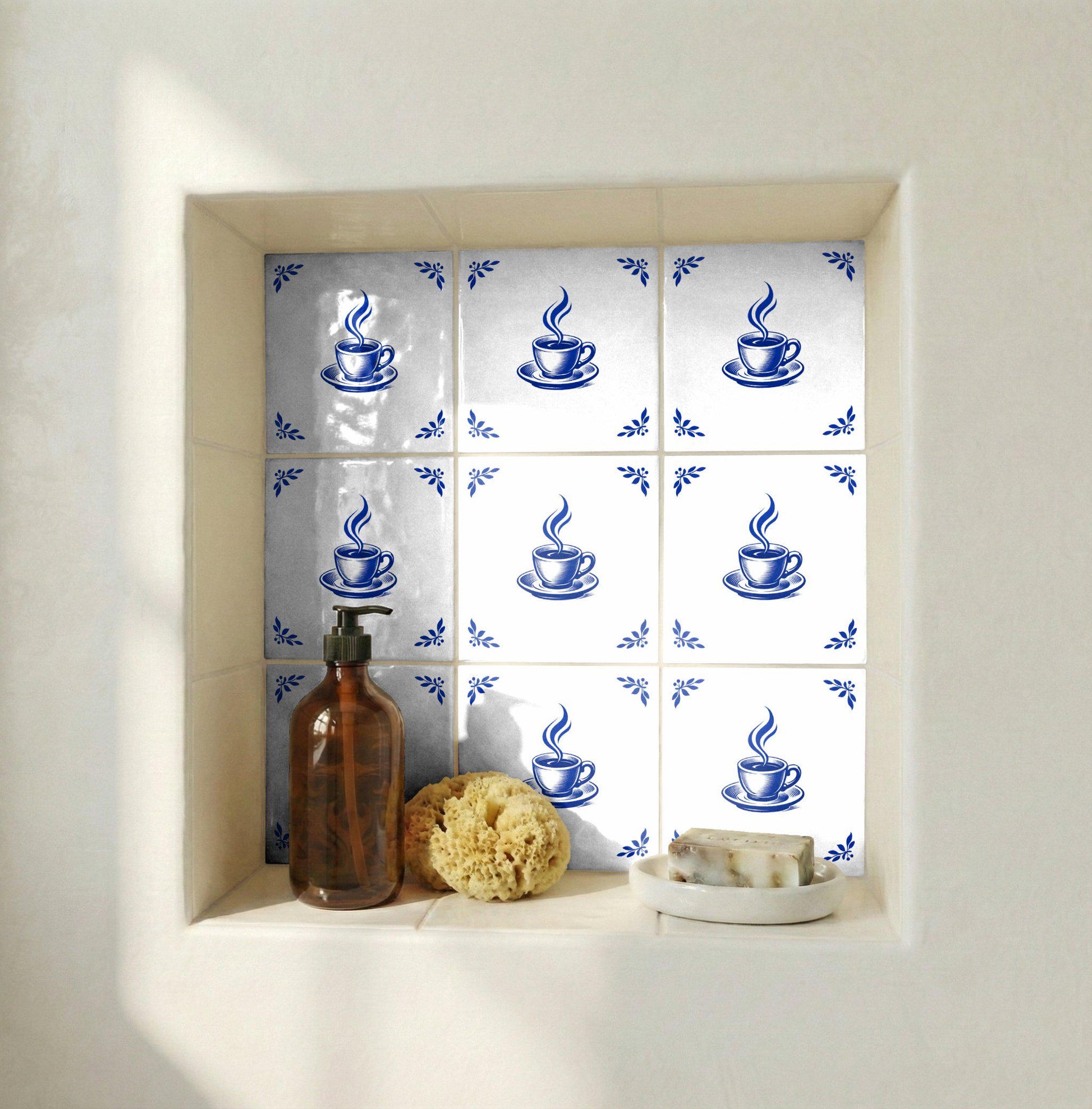 Utrecht Coffee Cup — Keramikfliese, Delftware-inspiriertes Design