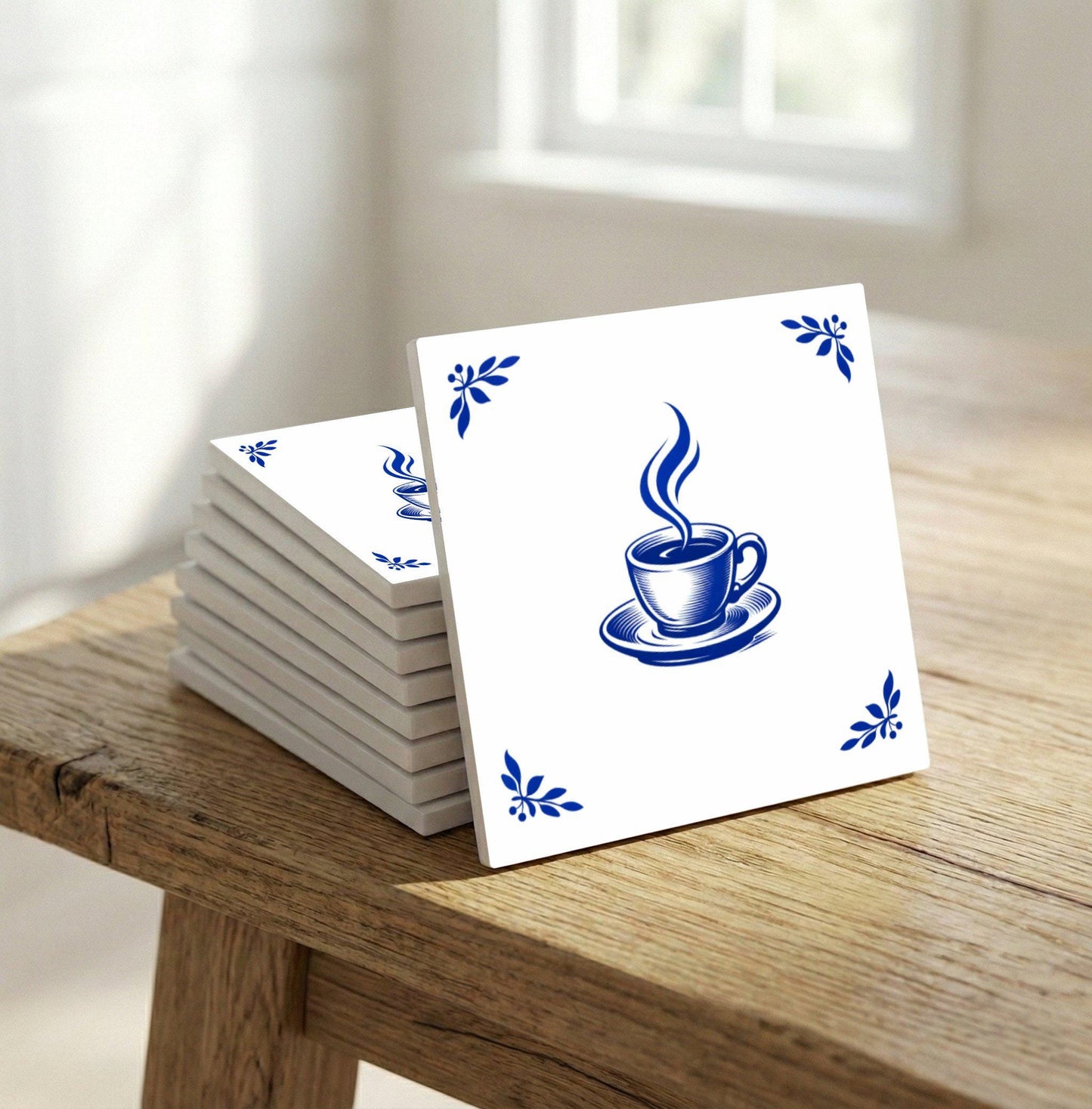 Utrecht Coffee Cup — Keramikfliese, Delftware-inspiriertes Design